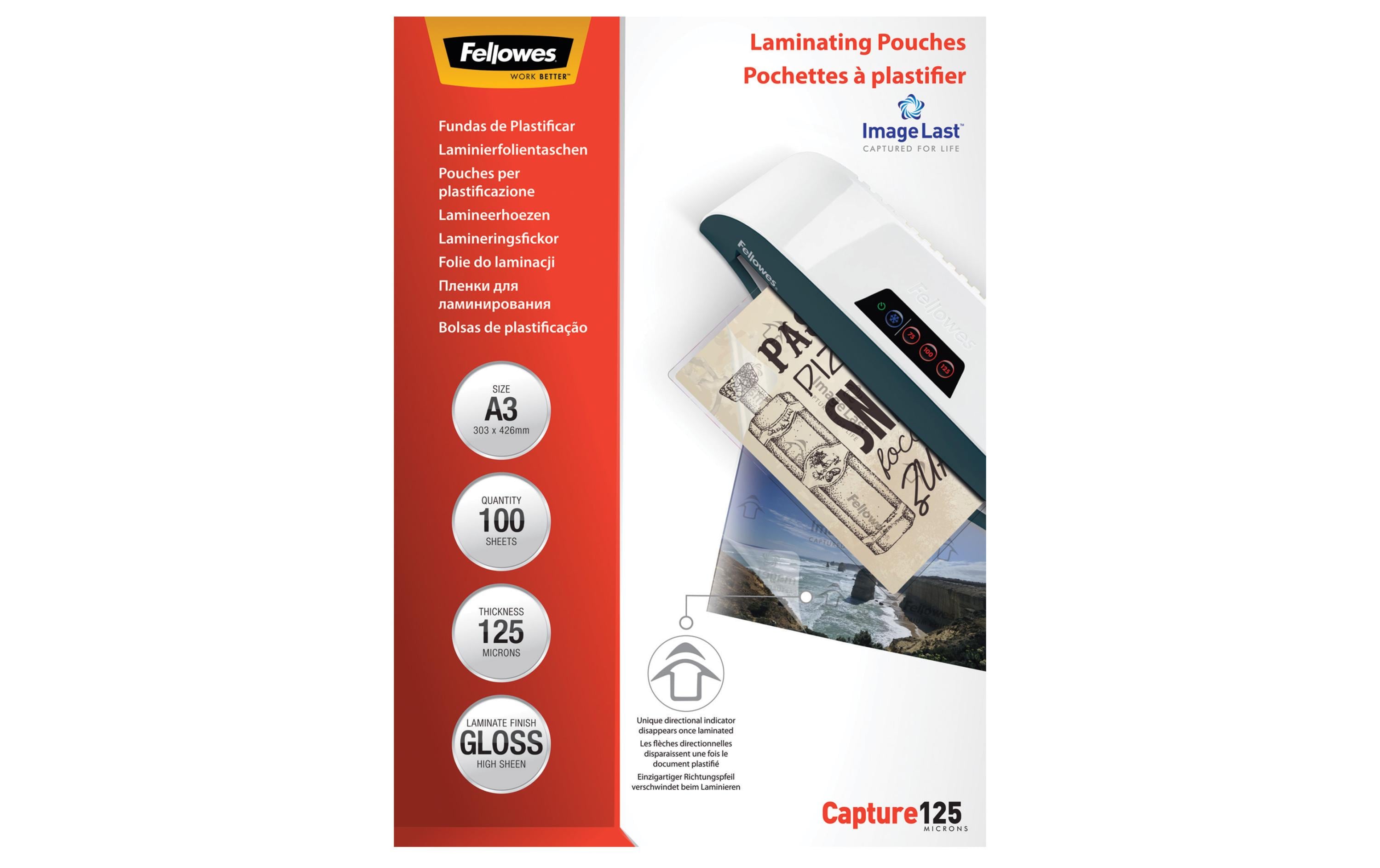 Fellowes Laminierfolien A3, 125 Mikron 100 Stück, 303x426mm
