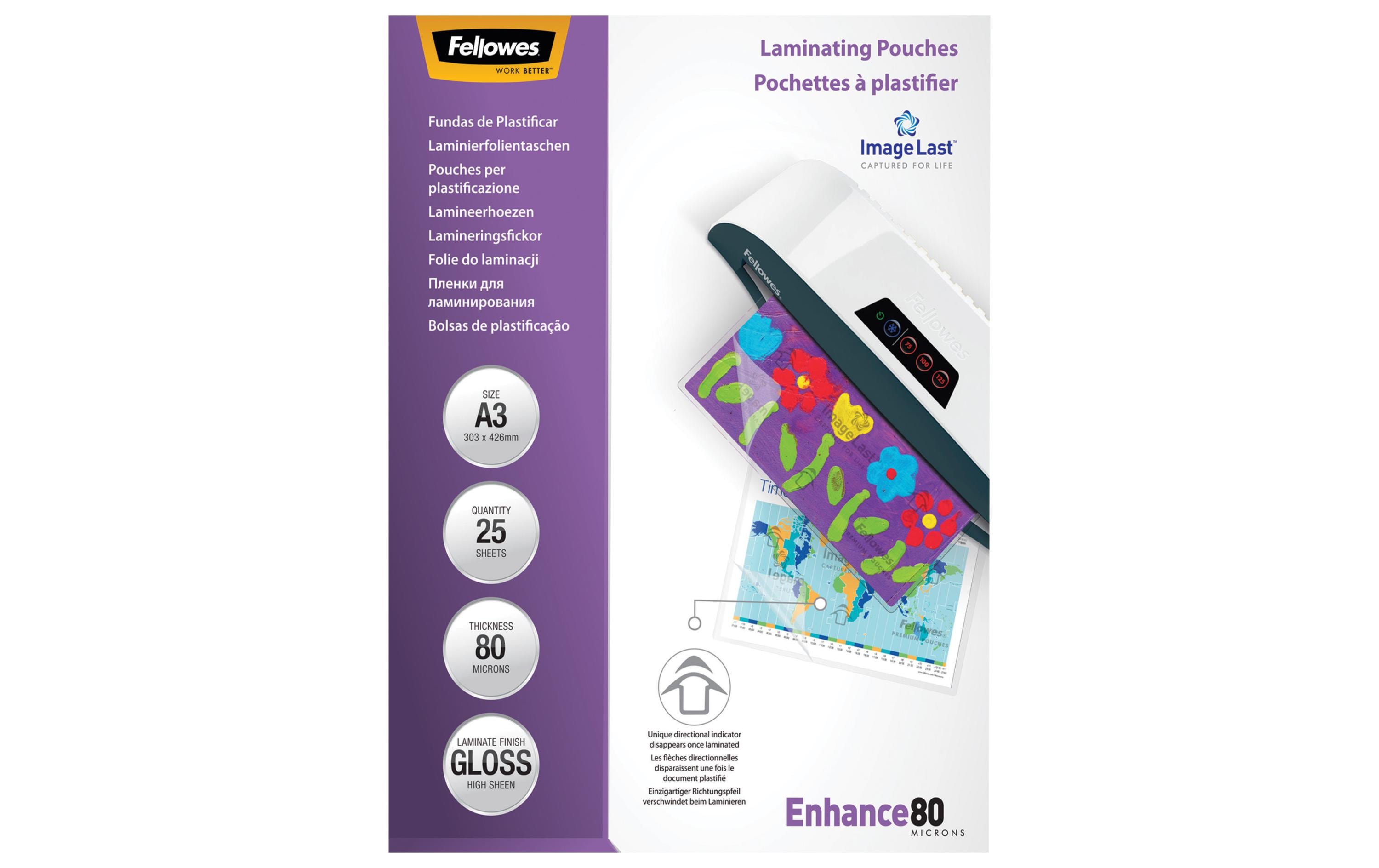 Fellowes Laminierfolien A3, 80 Mikron 25 Stück, 303x426mm
