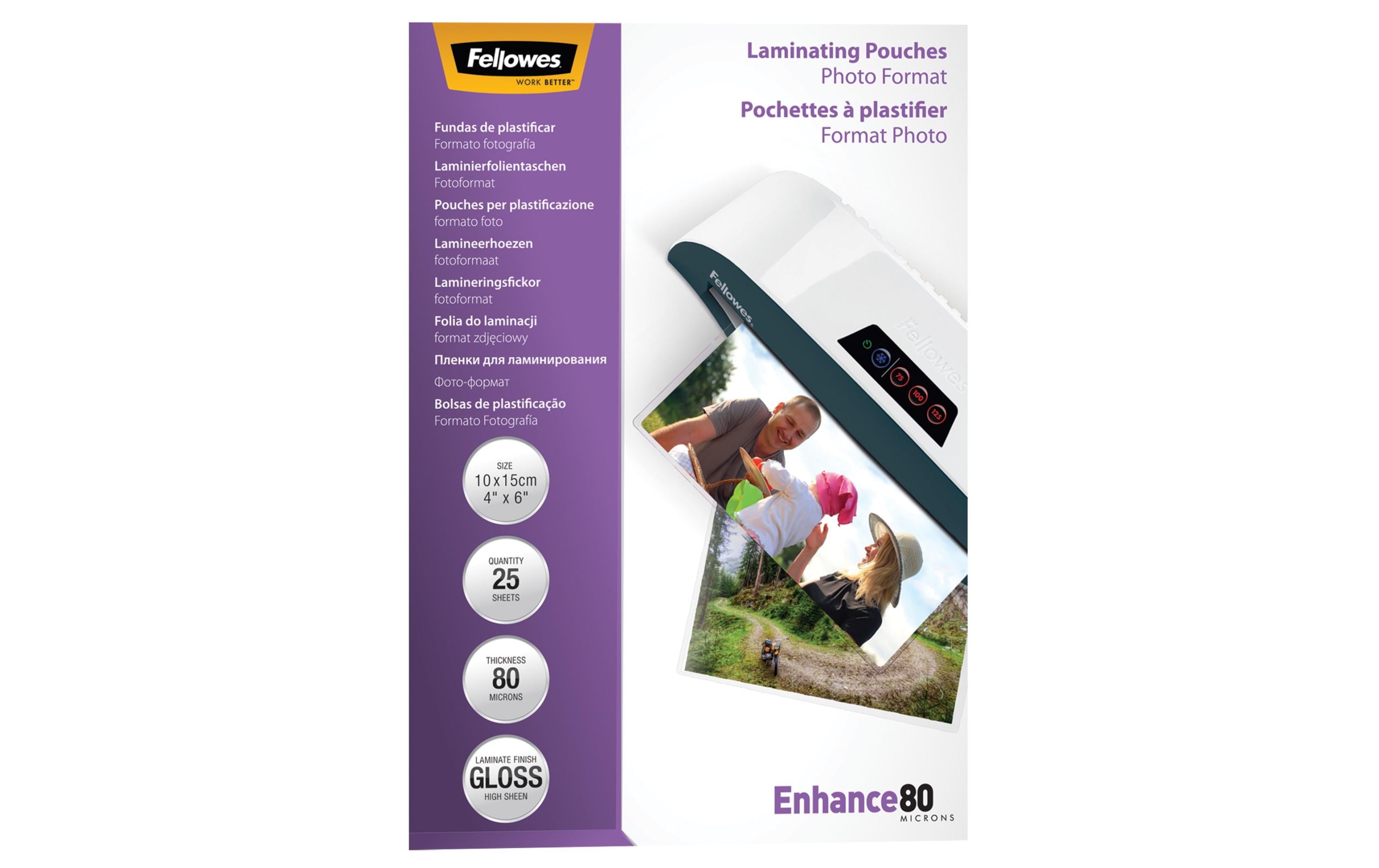 Fellowes Laminierfolien 10 x 15, 80 Mikron 25 Stück, 10x15 cm