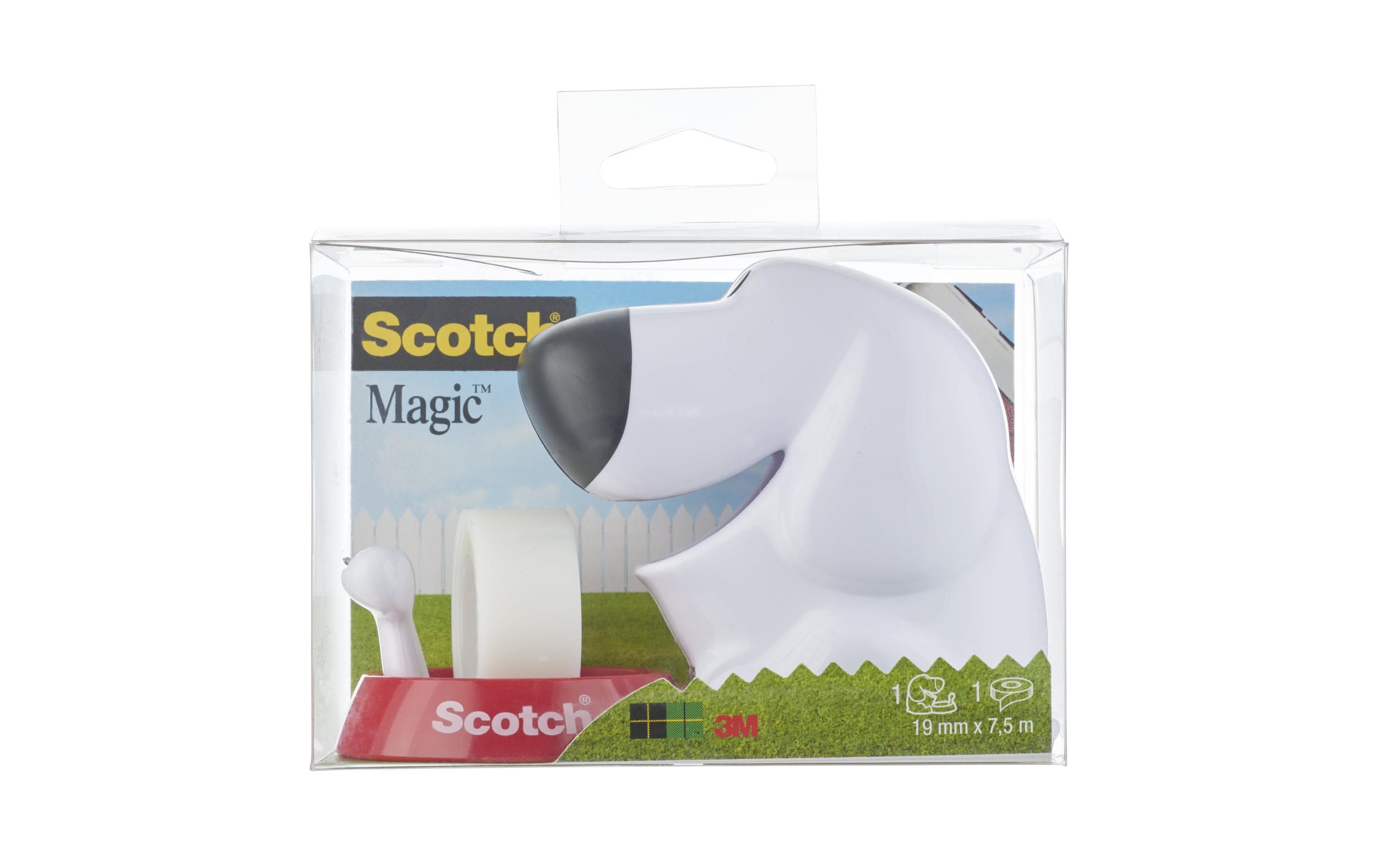 3M Scotch Pultabroller Hund  inkl.1 Rolle Klebeband Magic 19 mm x 8.9 m