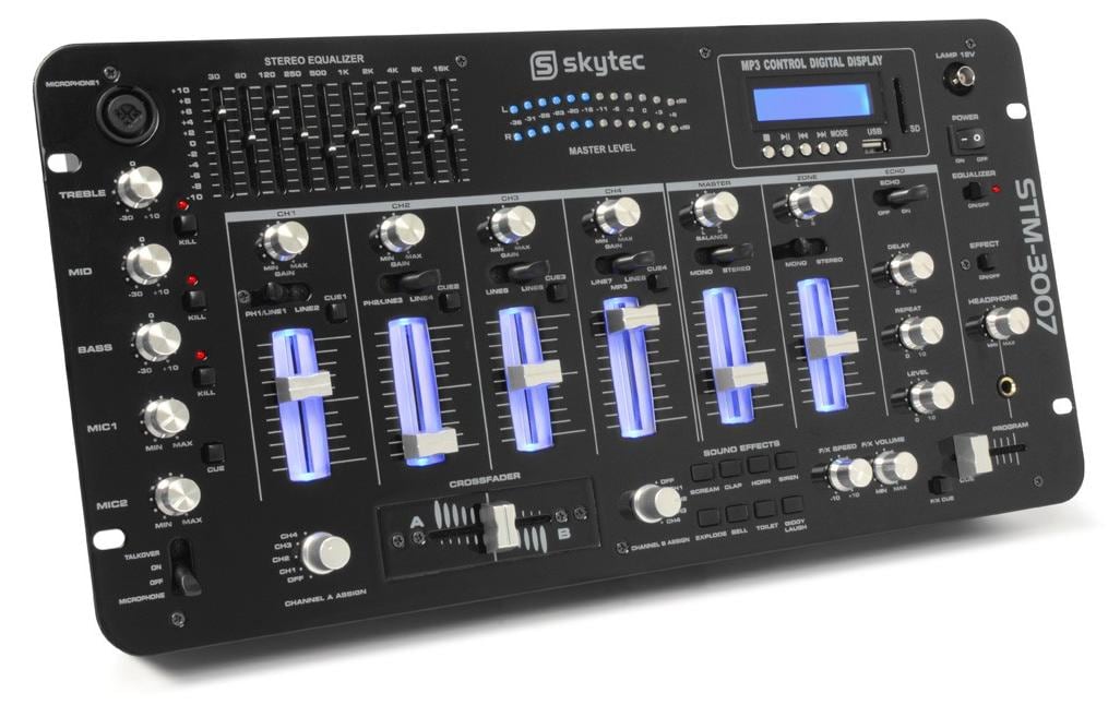 Skytec STM-3007 6-Kanal Mixer, SD, USB, MP3, 19"