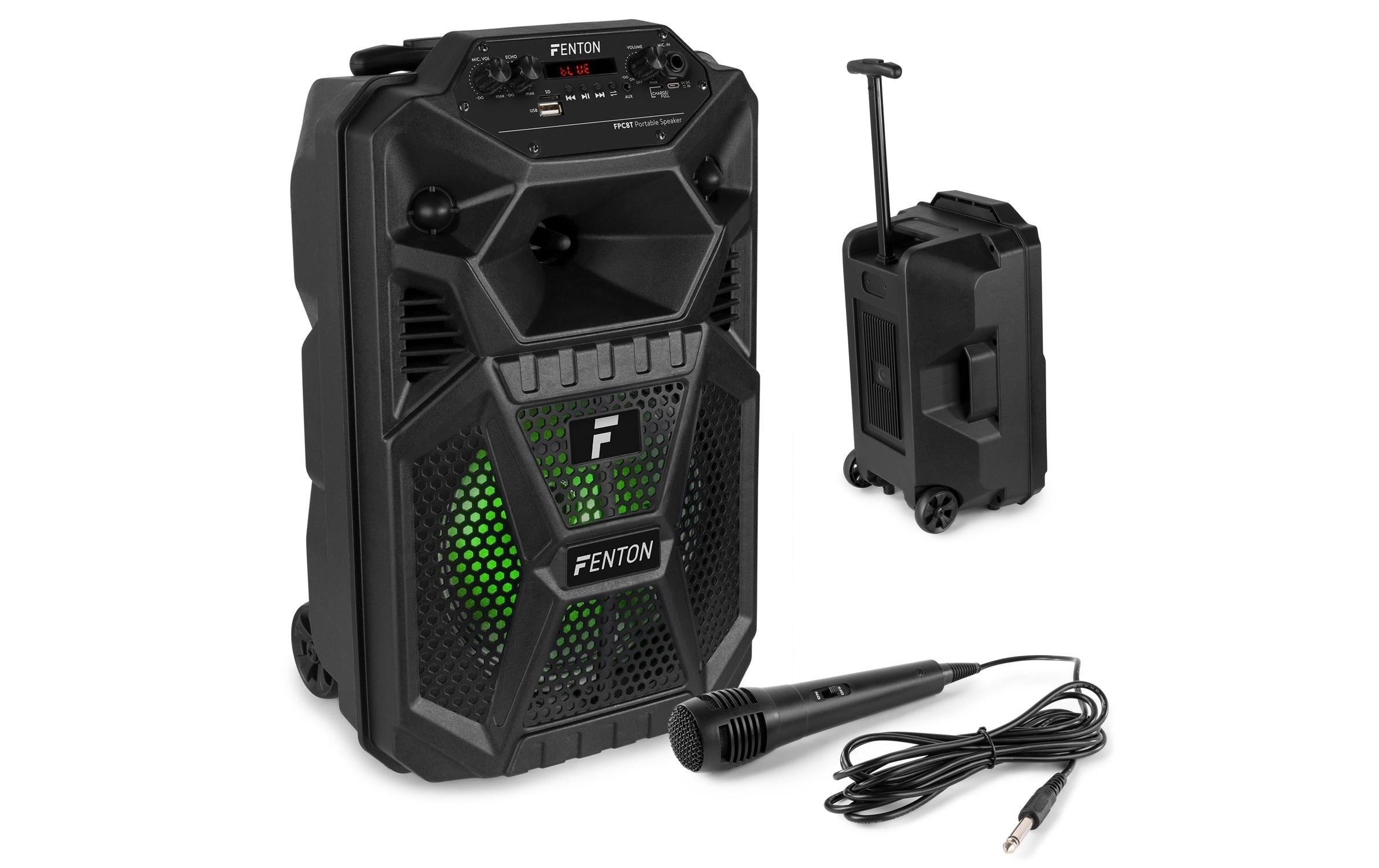 Fenton FPC8T Portabler Speaker 8", Akku, BT, USB, LED