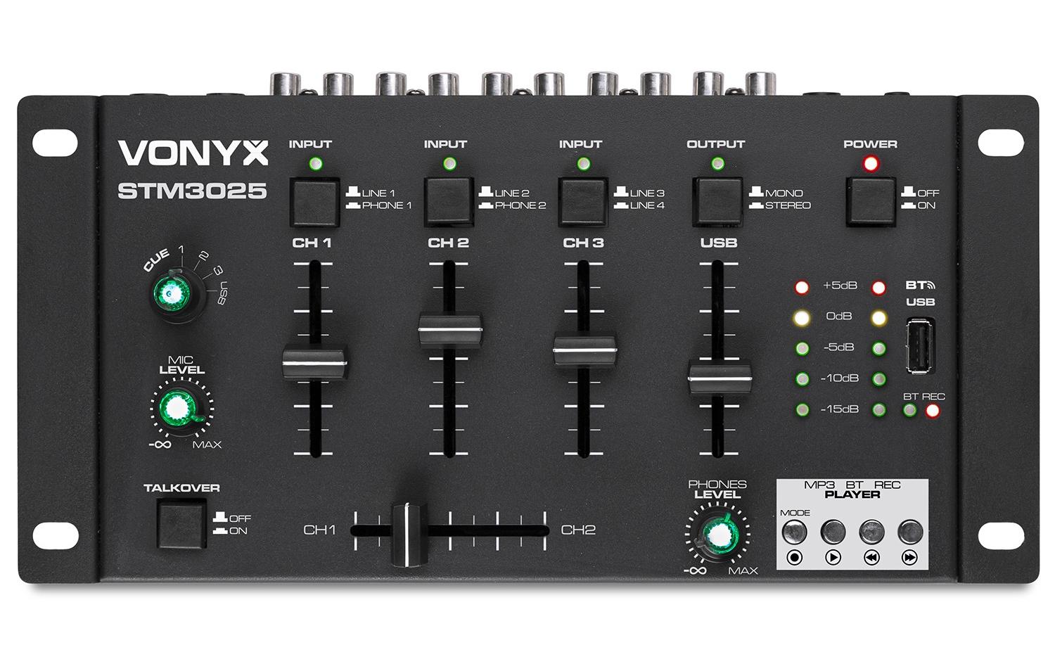 Vonyx STM3025B 4-Kanal Mixer, USB, MP3, BT