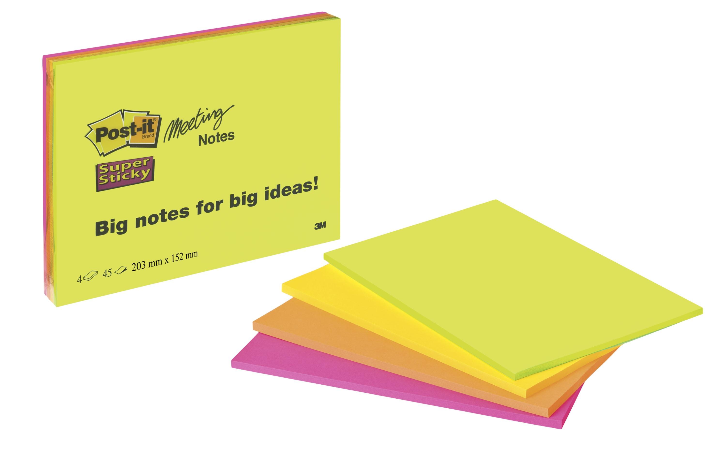 3M Post-it Super Sticky Grossformate 4 Blocks à 45 Blatt - 149 x 200mm