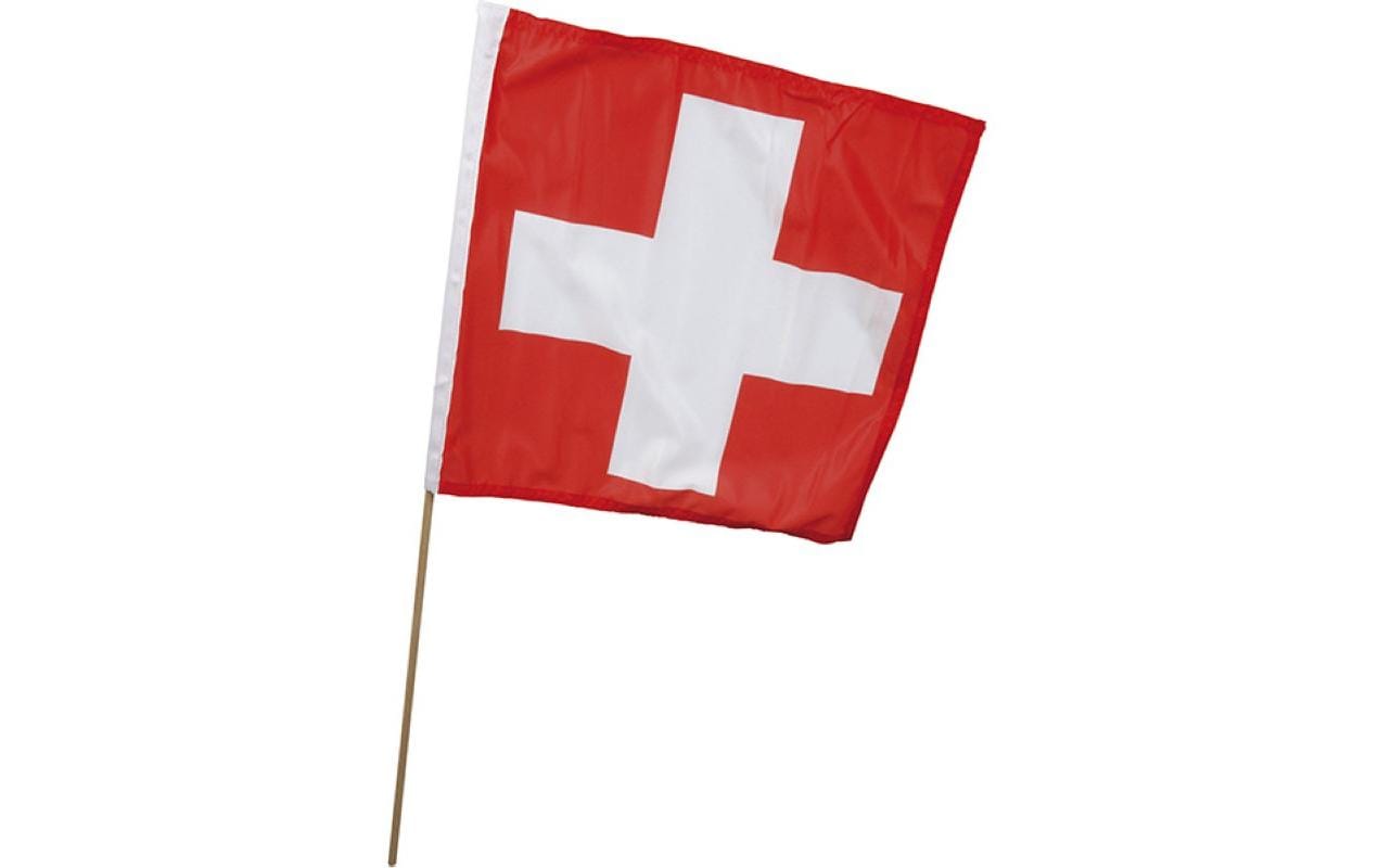 CH Stabfahne 40 x 40 cm Stoff, mit Stab: 84 cm