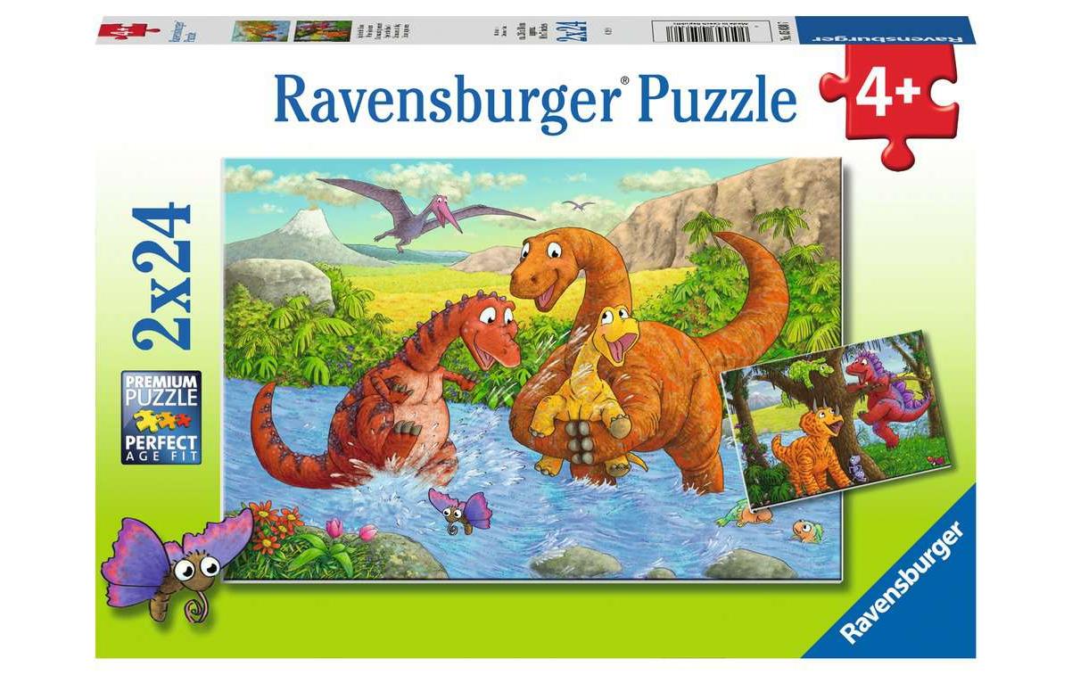 Puzzle Spielende Dinos 2x24 Teile