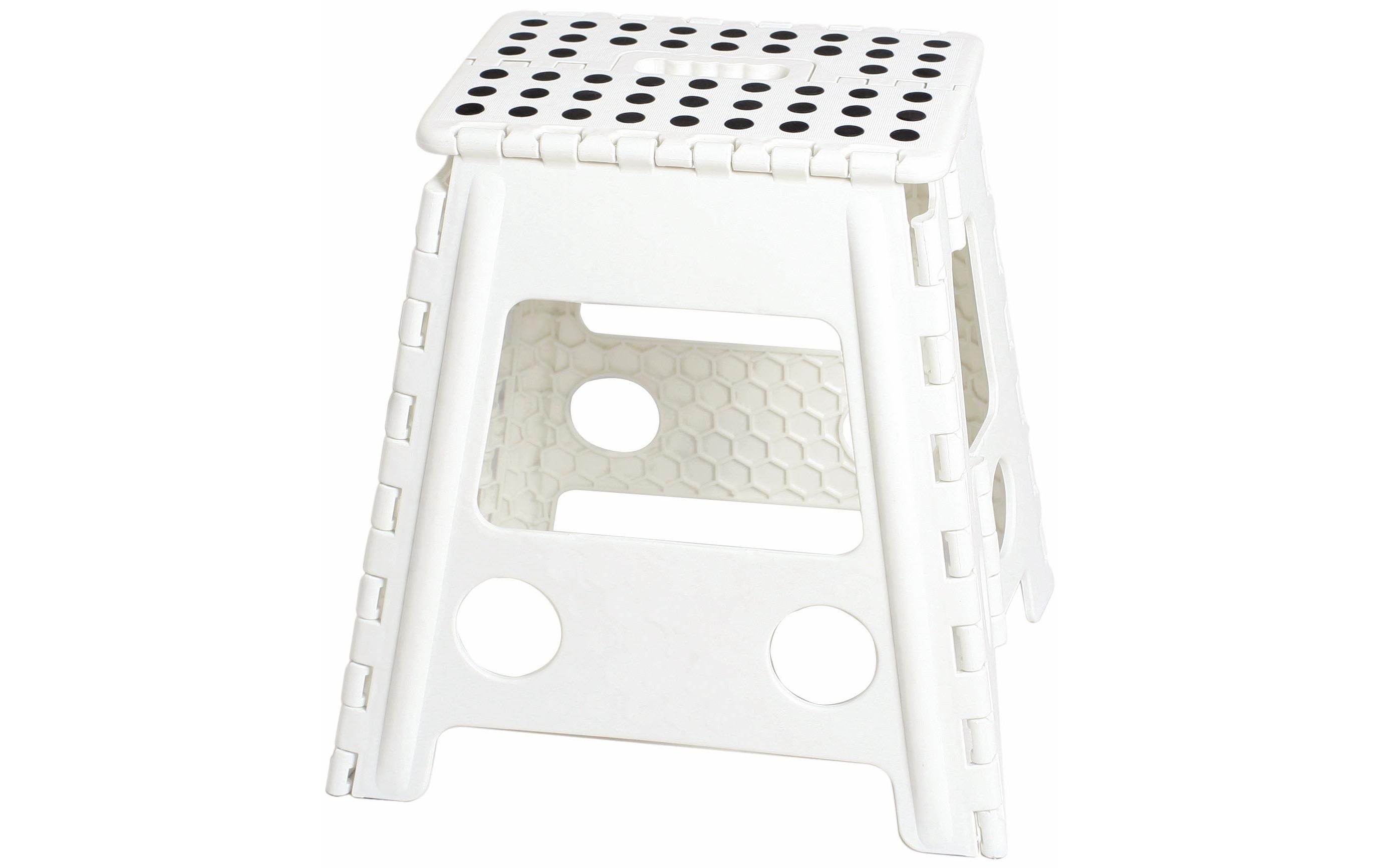 M & B Klapp-Klick Hocker, faltbar, Big Weiss, 29x22x39.5 cm, mit Klappsitz