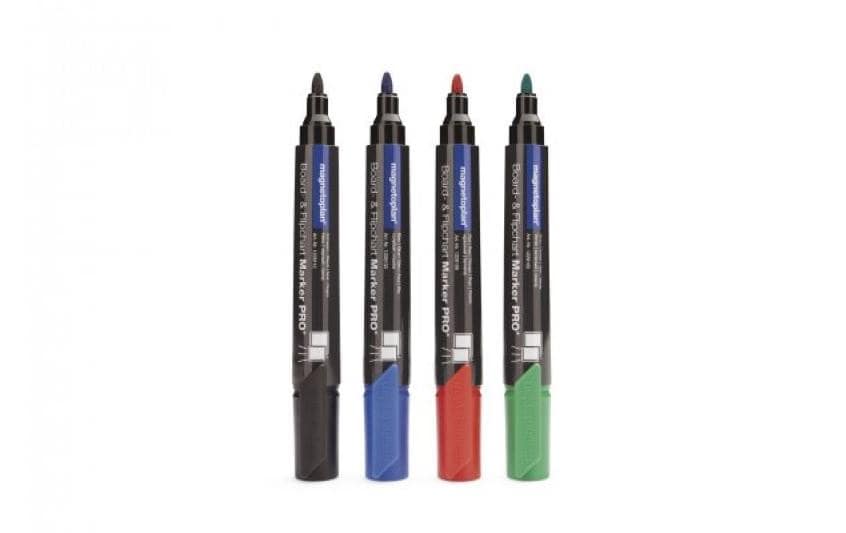 Magnetoplan Kombimarker Set 4 Stück, Schwarz, Blau, Rot, Grün