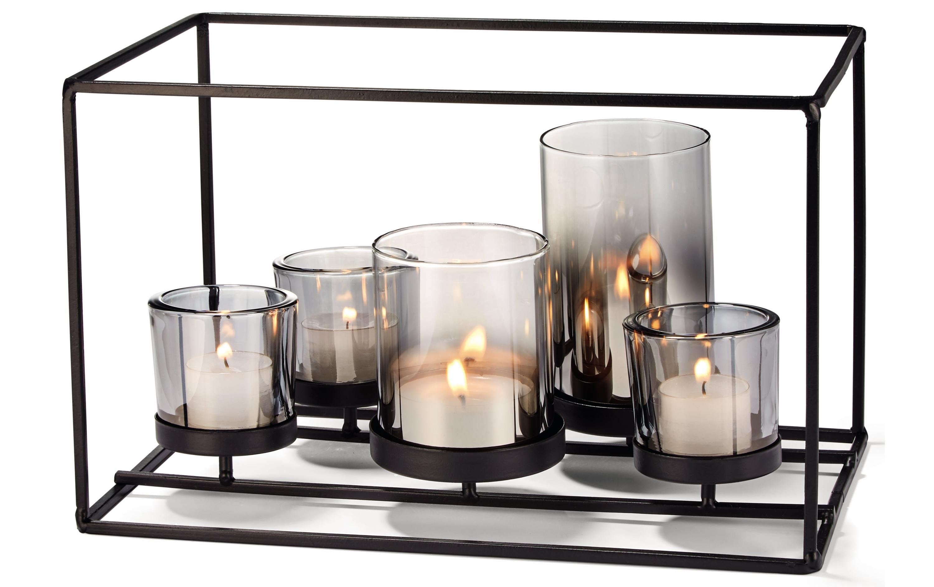 Philippi Windlicht York Stahl, pulverbeschichtet, 3 Gläser/2 Röhren