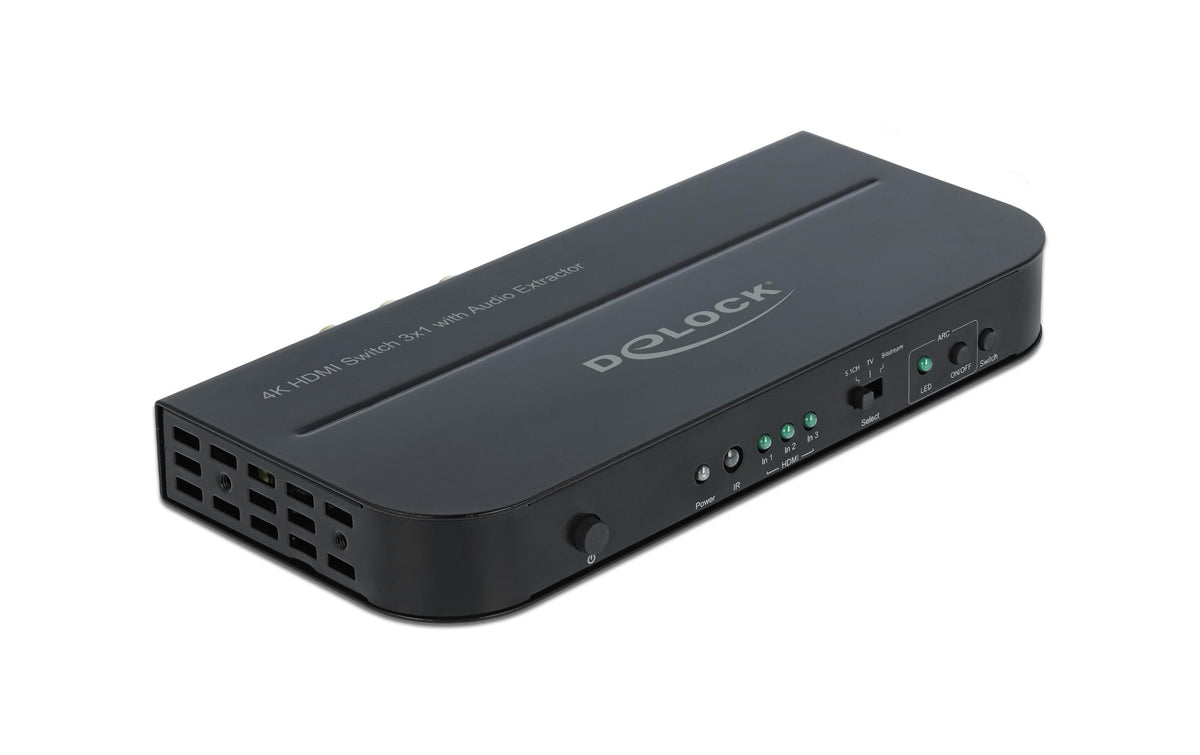 Delock 3 Port HDMI Switch 4K/60Hz, Audio ex Manuel+Fernbedienung, 3840x2160@60hz, ARC