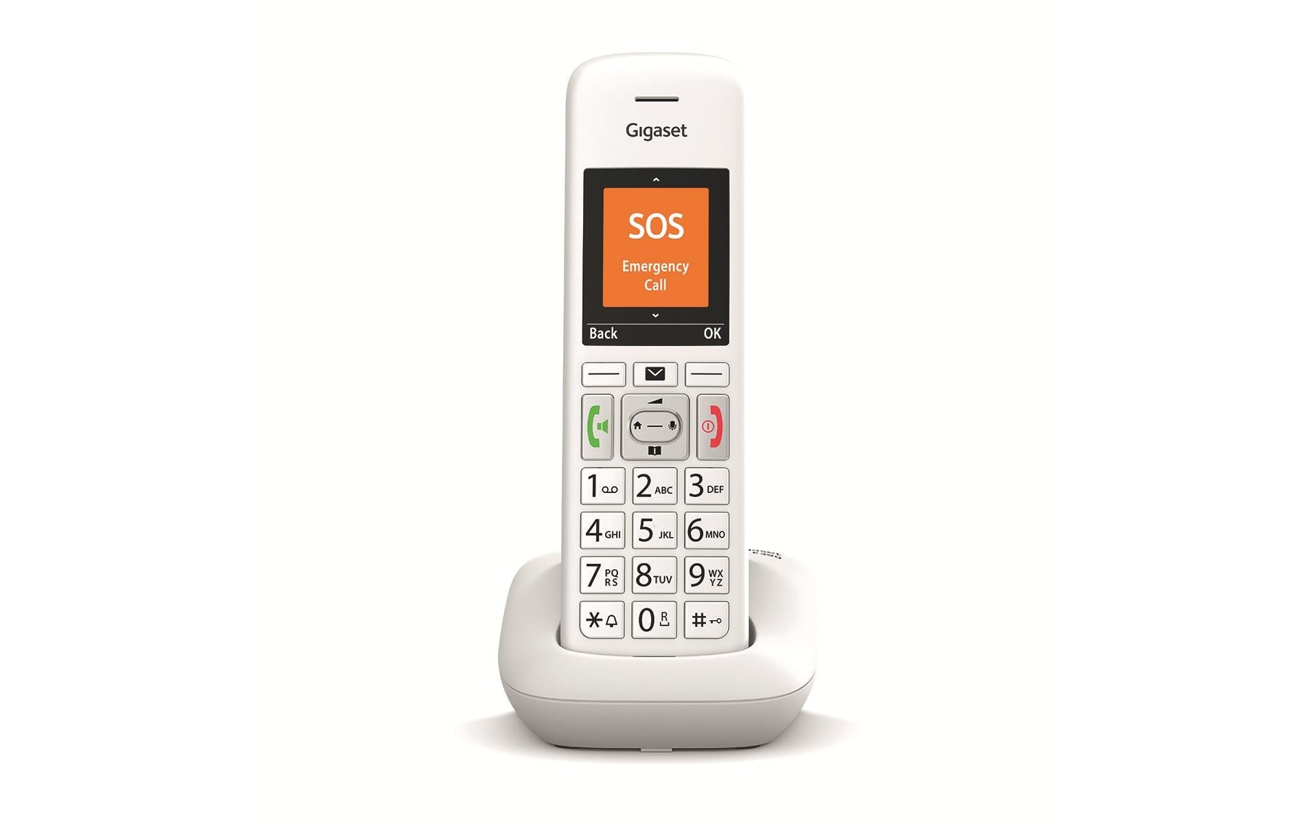 Gigaset E390 weiss analog, Grosstastentelefon
