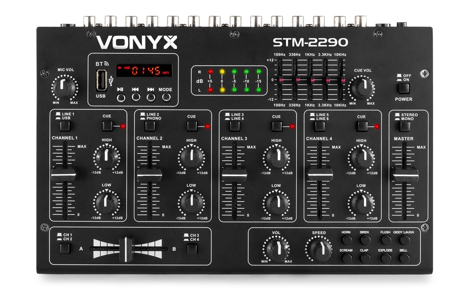 Vonyx STM-2290 6-Kanal Mixer, USB, MP3, BT, Effekte