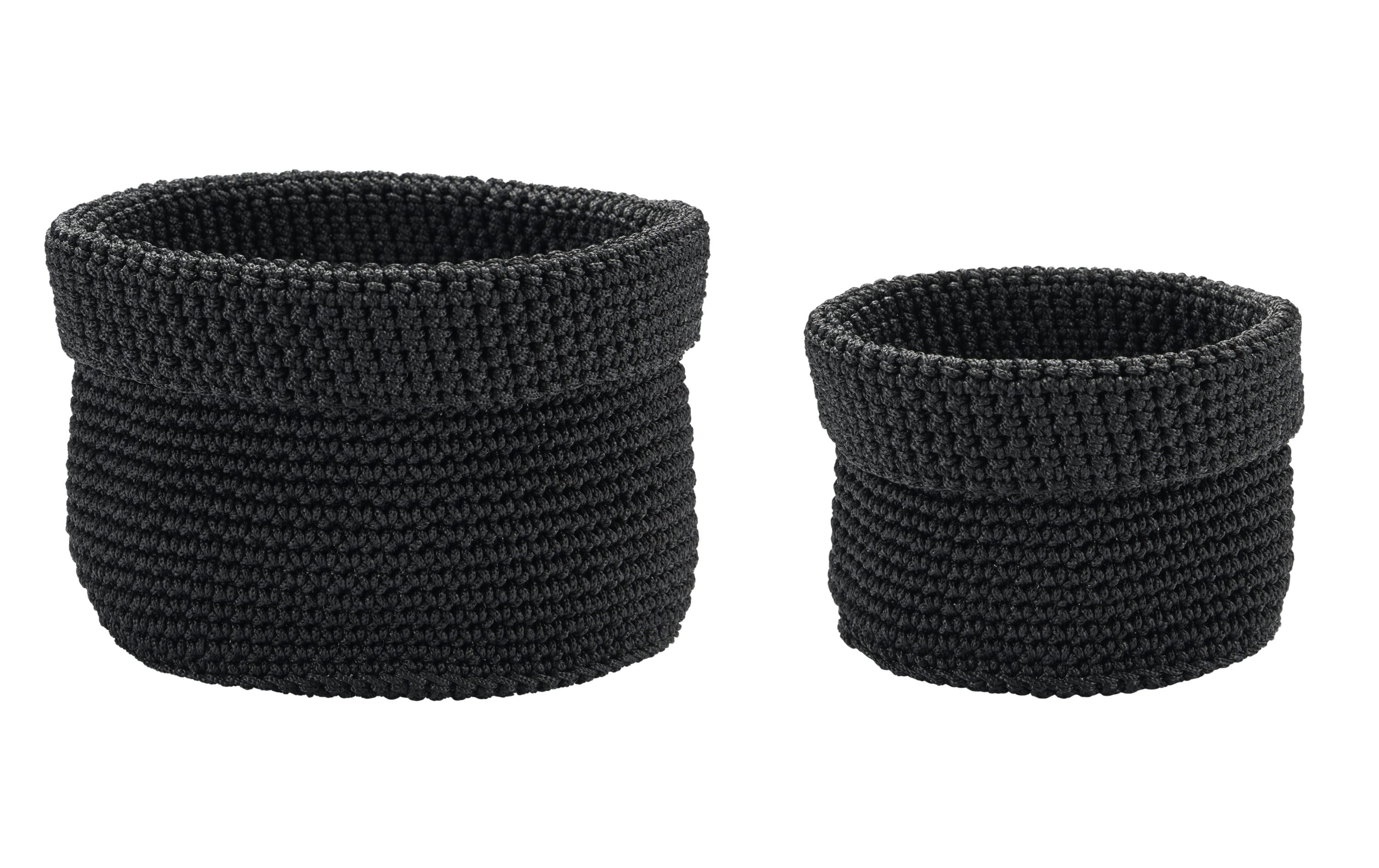 diaqua Strickkorb 2er Set, Schwarz Ø16 x 12 CM & 12 x 10 cm