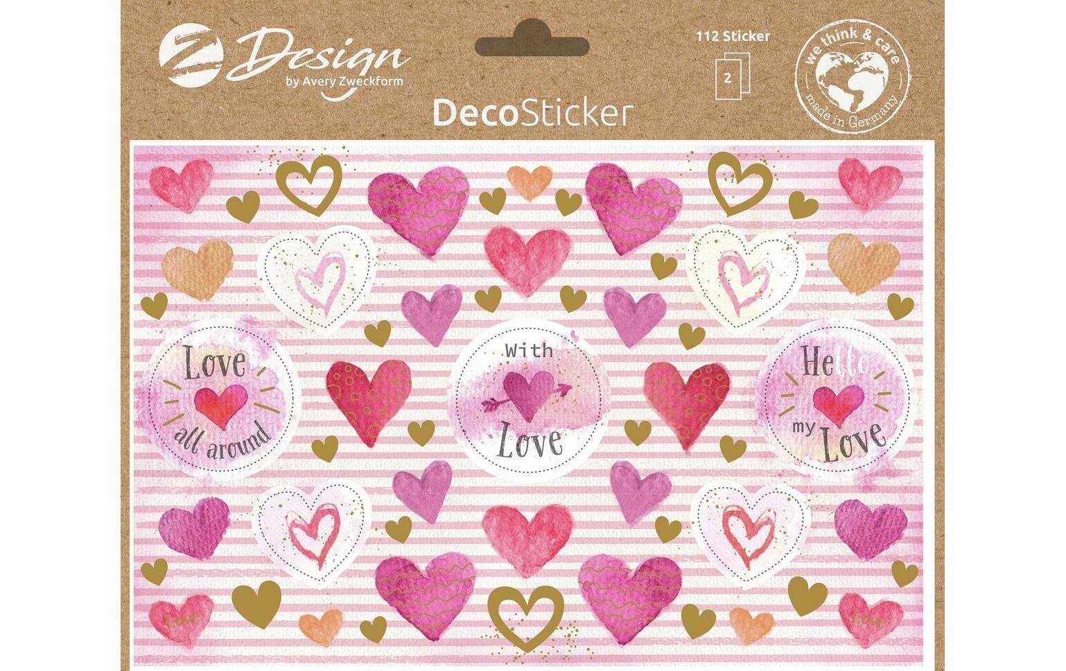 Z-Design Sticker A5 DEKO Herzen 2Bg 14.8 x 21