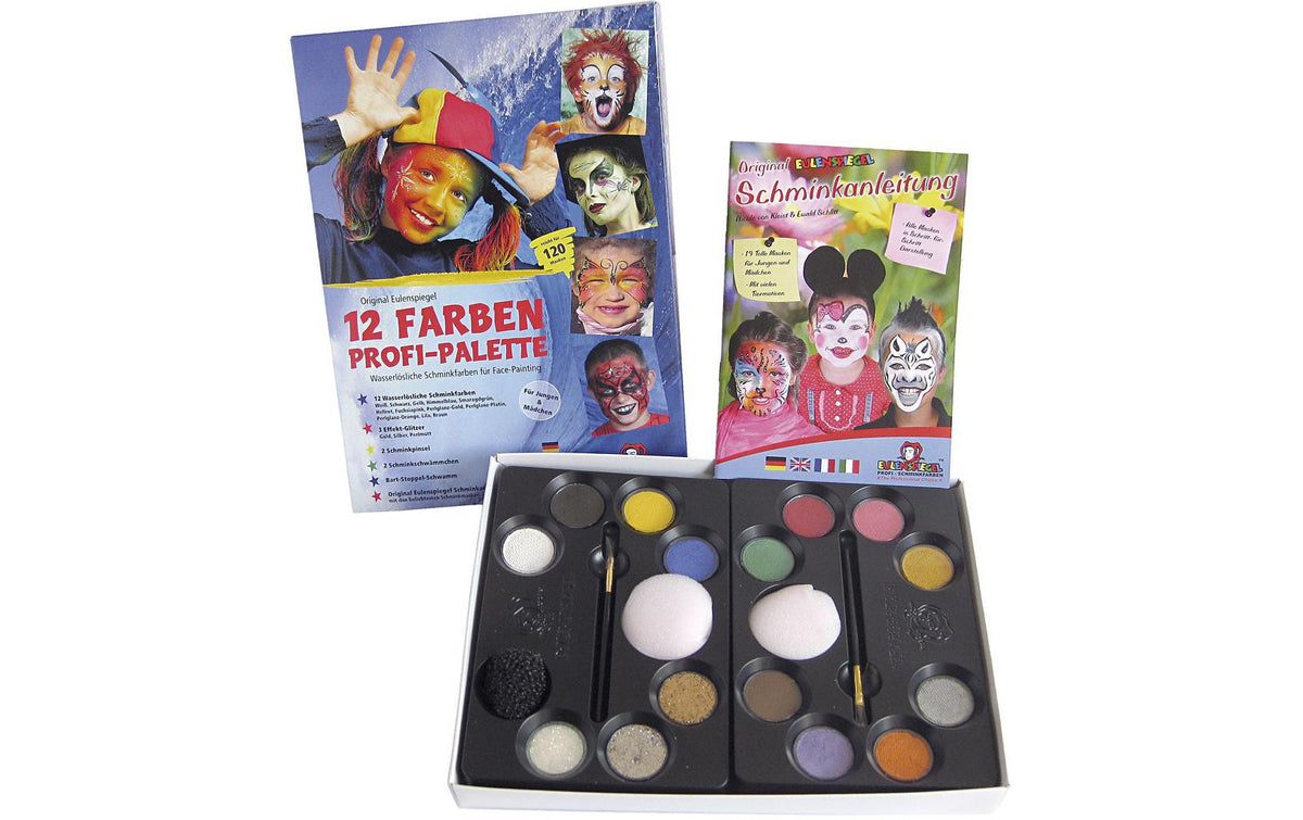 Eulenspiegel Schminkset Kinderschminken 12 x 3.5 ml, Pinsel, Schminkschämme
