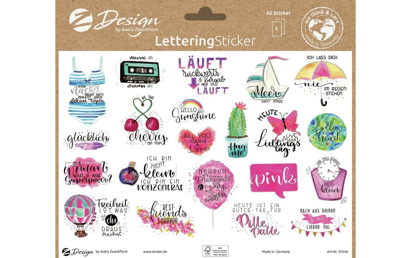 Z-Design Sticker A5 LETTERING Sprüche 2Bg 14.8 x 21