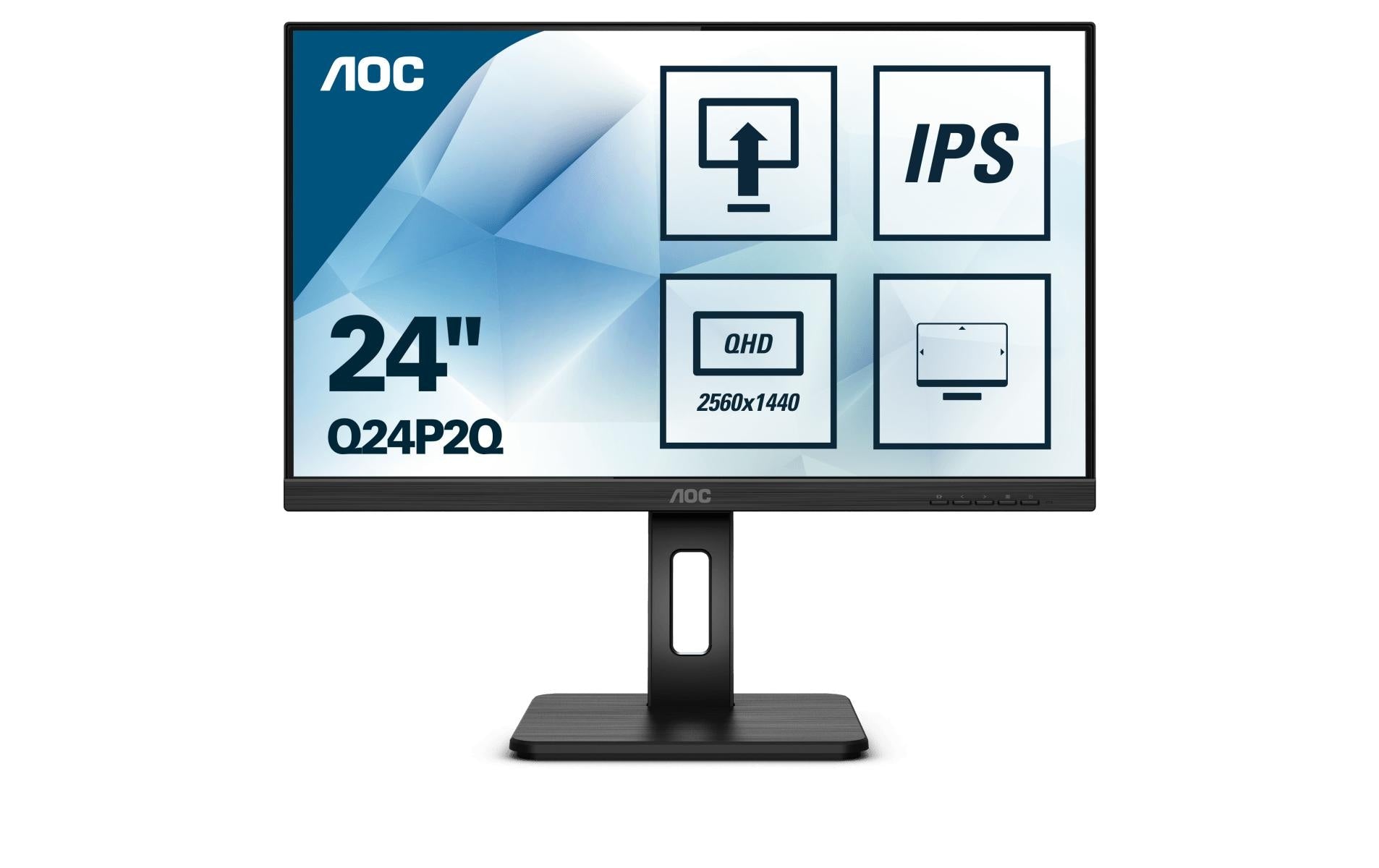 AOC 24" Q24P2Q WLED, 2560x1440, IPS HDMI / VGA / Displayport, Speakers, Pivot