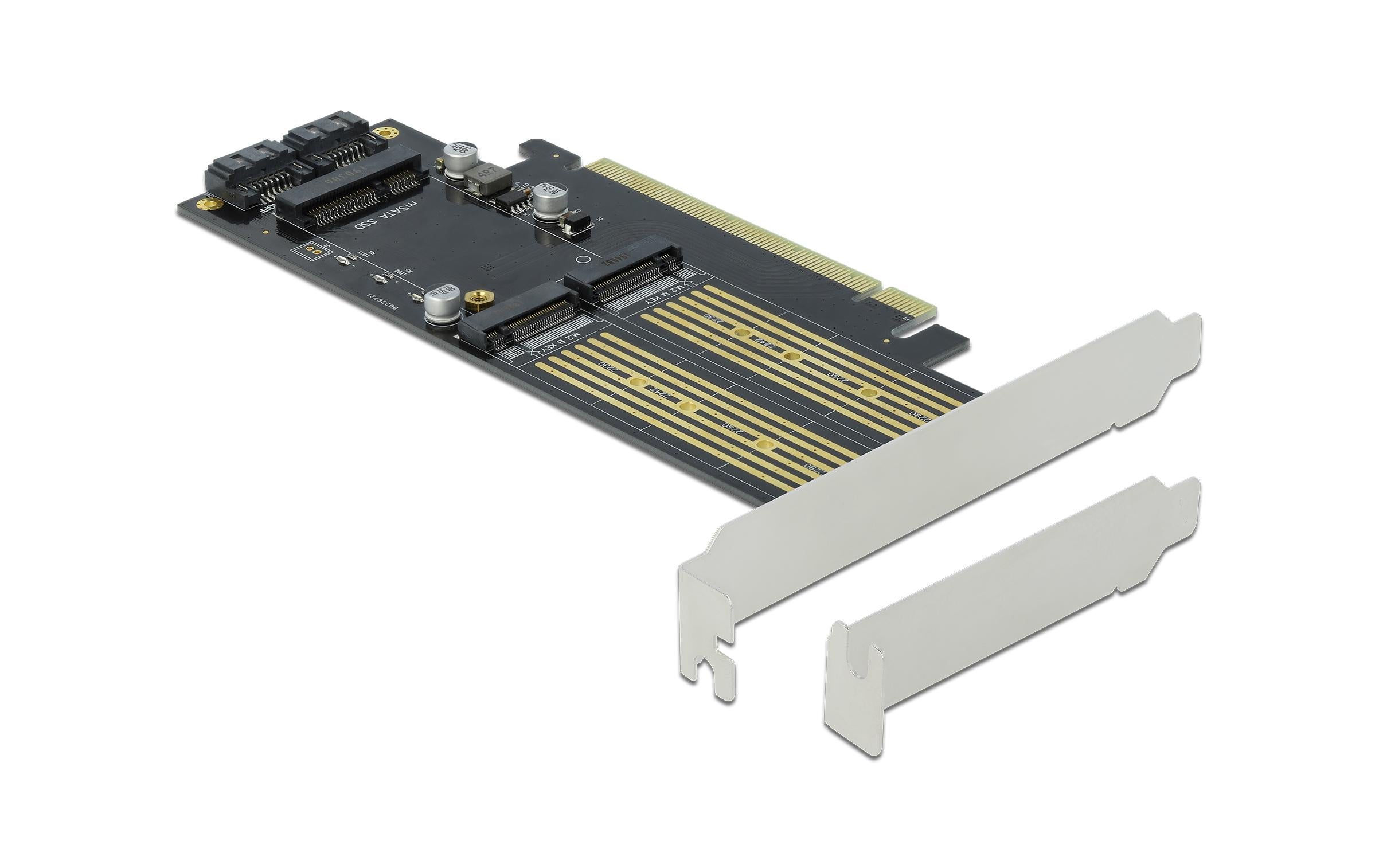 Delock PCI Express x16 Karte zu M.2, mSATA 1x Key B, 1x Key-M, 1x mSATA