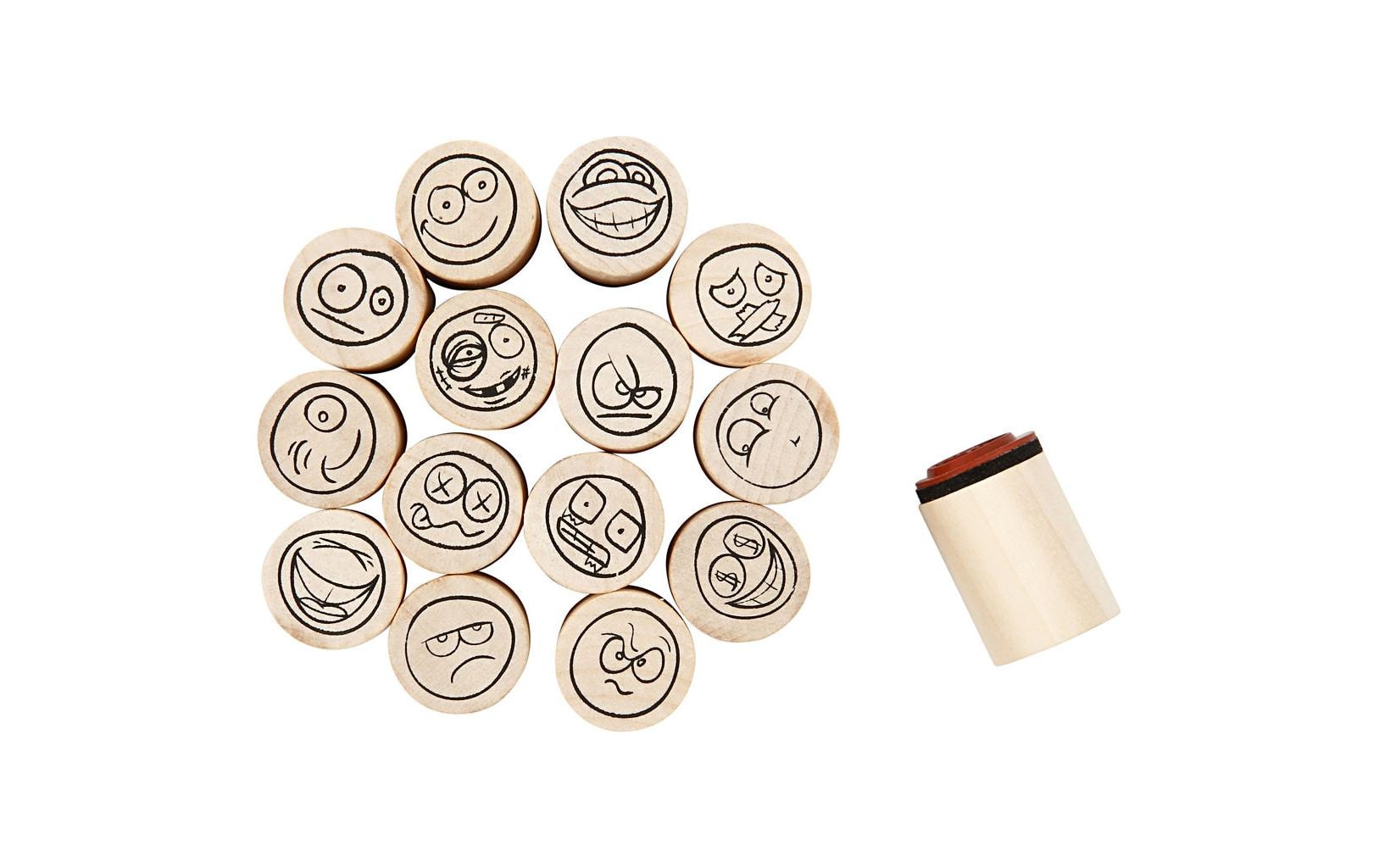 Creativ Company Motivstempel Smiley 15 Holzstempel, D: 20 mm
