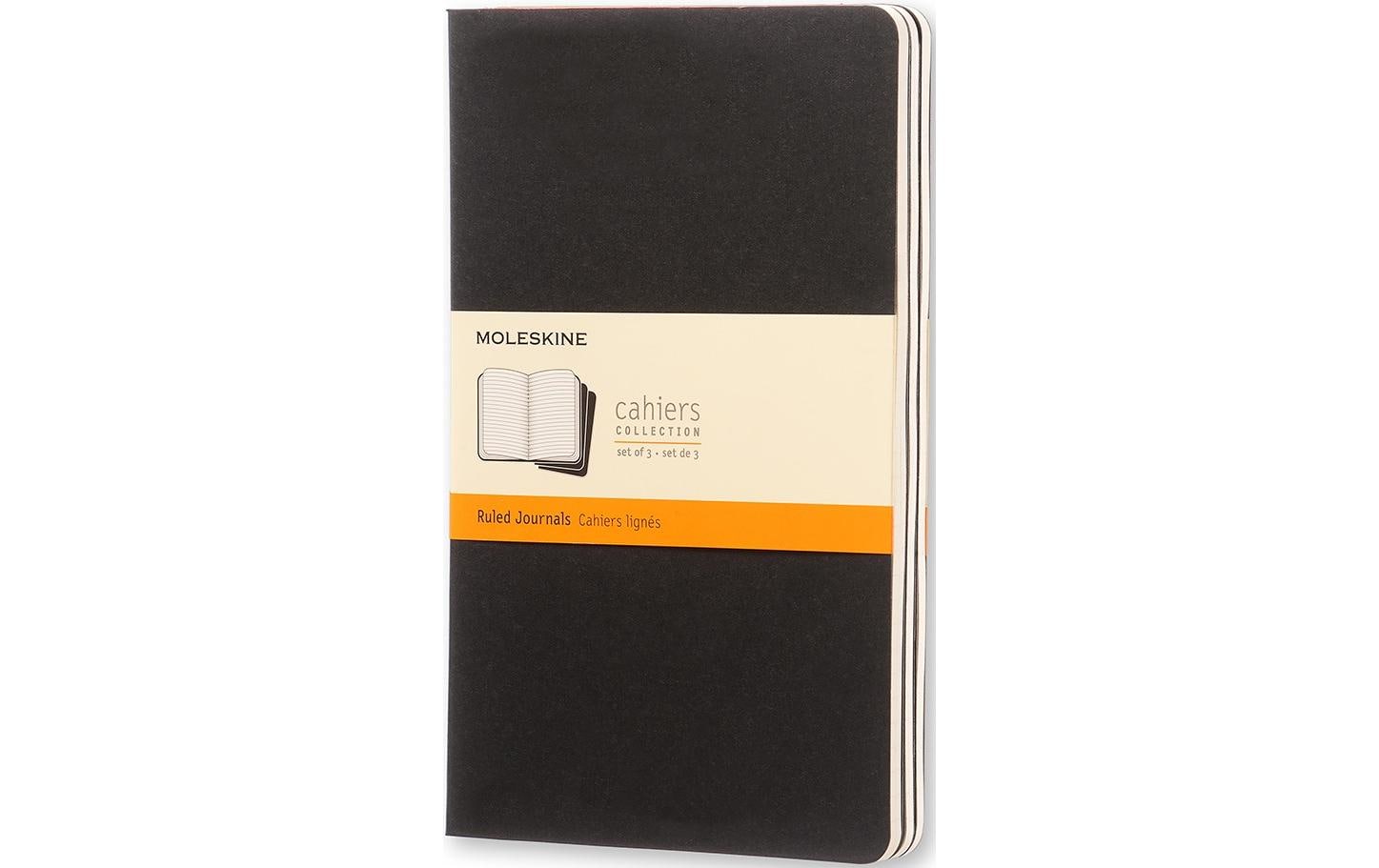 Moleskine Notizbuch A5 Schwarz liniert, Kartoneinband, 3 Stück