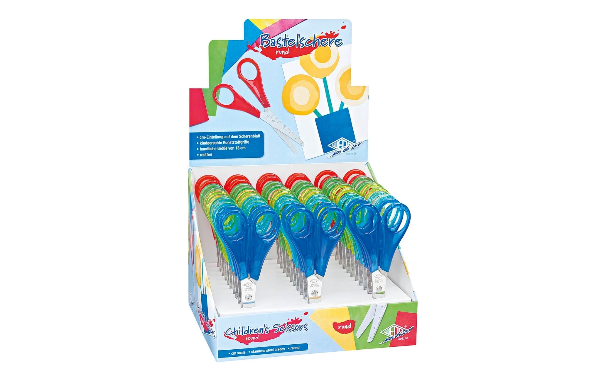 Wedo Kinderscheren Display, 30 Stück Länge 13 cm, Runde Spitze