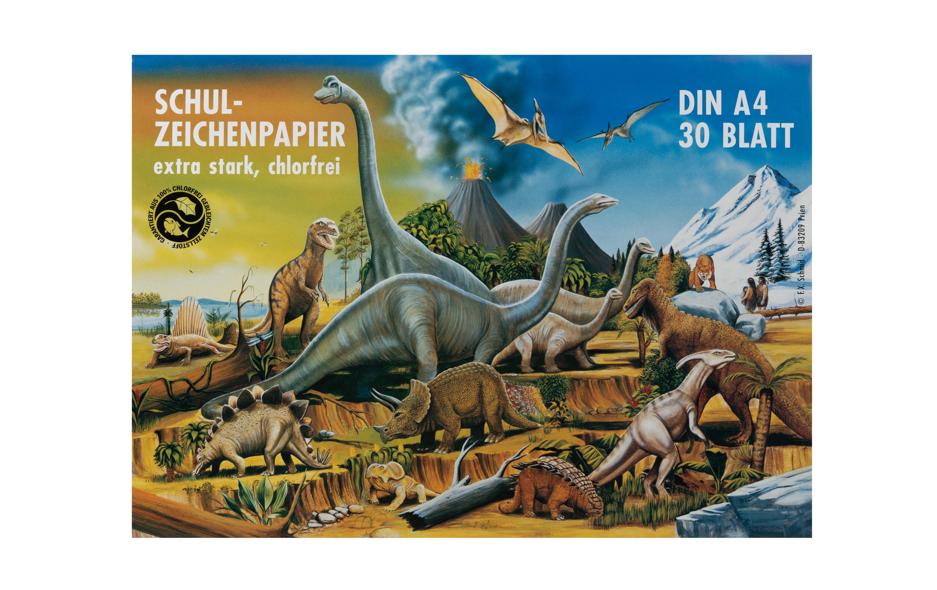 URSUS Zeichenblock Dinosaurier A4 30 Blatt, 120g, weiss