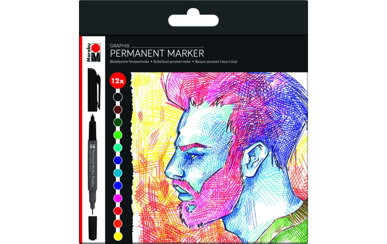 Marabu Permanentmarker Graphix-Set Significant, 12 Stifte