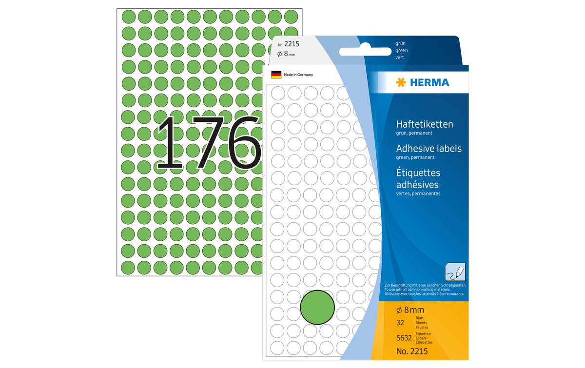 Herma Vielzwecketiketten 2215 grün 5632 Etiketten, A4, 32 Blatt, 8 mm