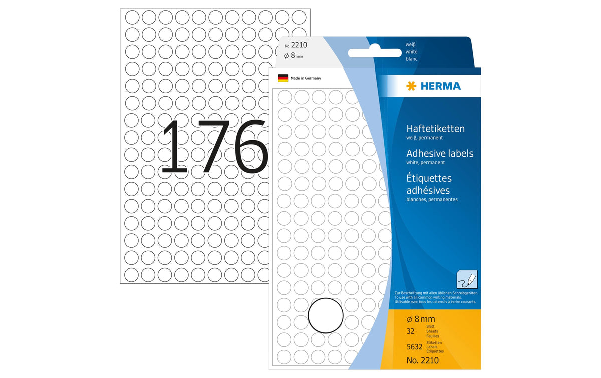 Herma Vielzwecketiketten 2210 weiss 5632 Etiketten, A4, 32 Blatt, 8 cm