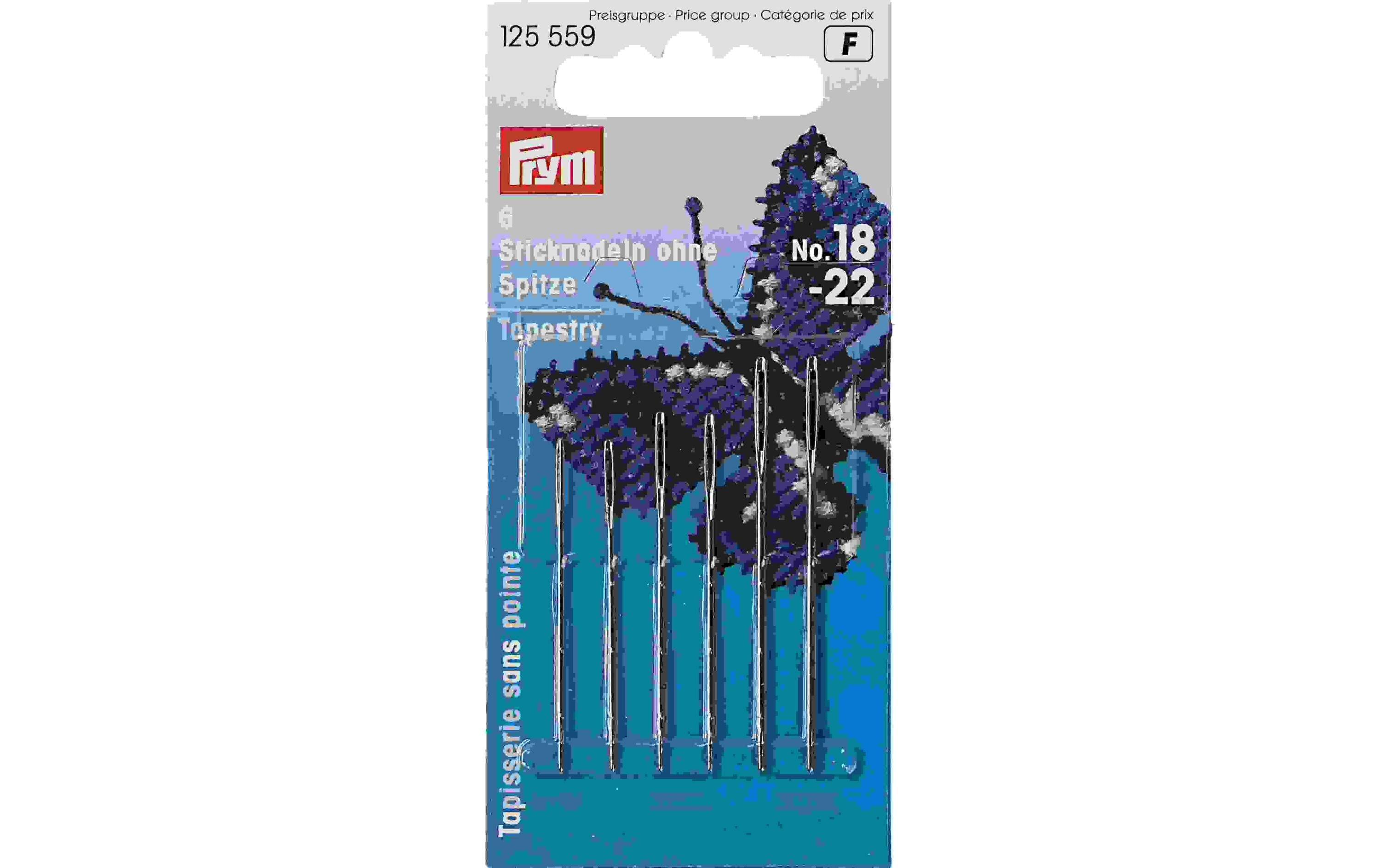 Prym Sticknadeln ohne Spitze, silber Nr. 18 - 22, Karte 6 Stück