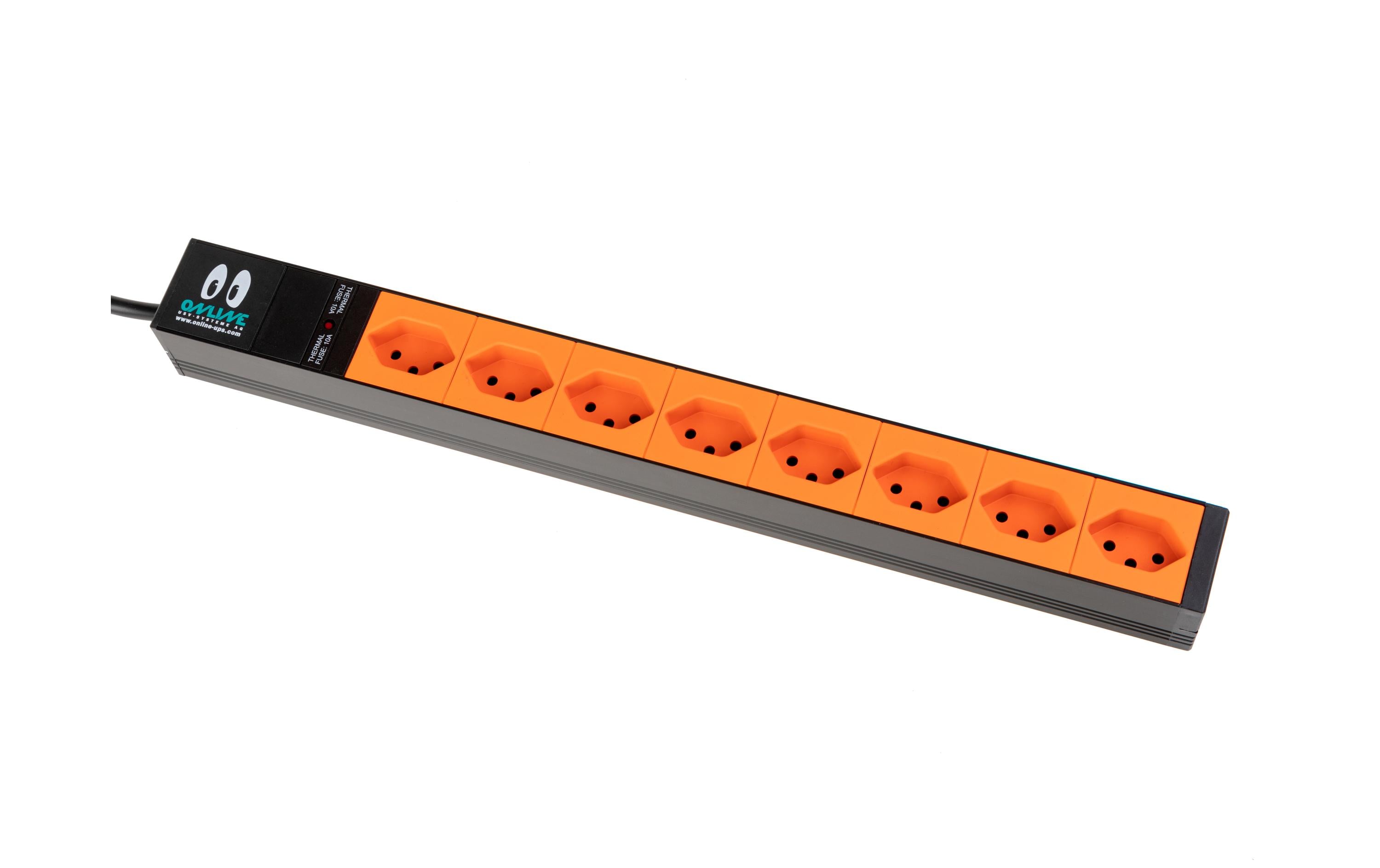 19" USV-Steckdosenleiste 8xT13 10A Eingang Kaltgerätestecker 10A