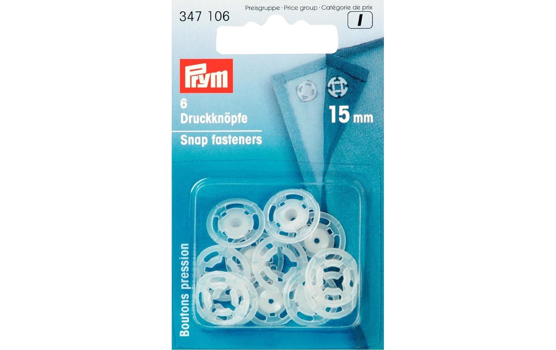Prym Annähdruckknöpfe, transparent 15 mm, Karte 6 Stück