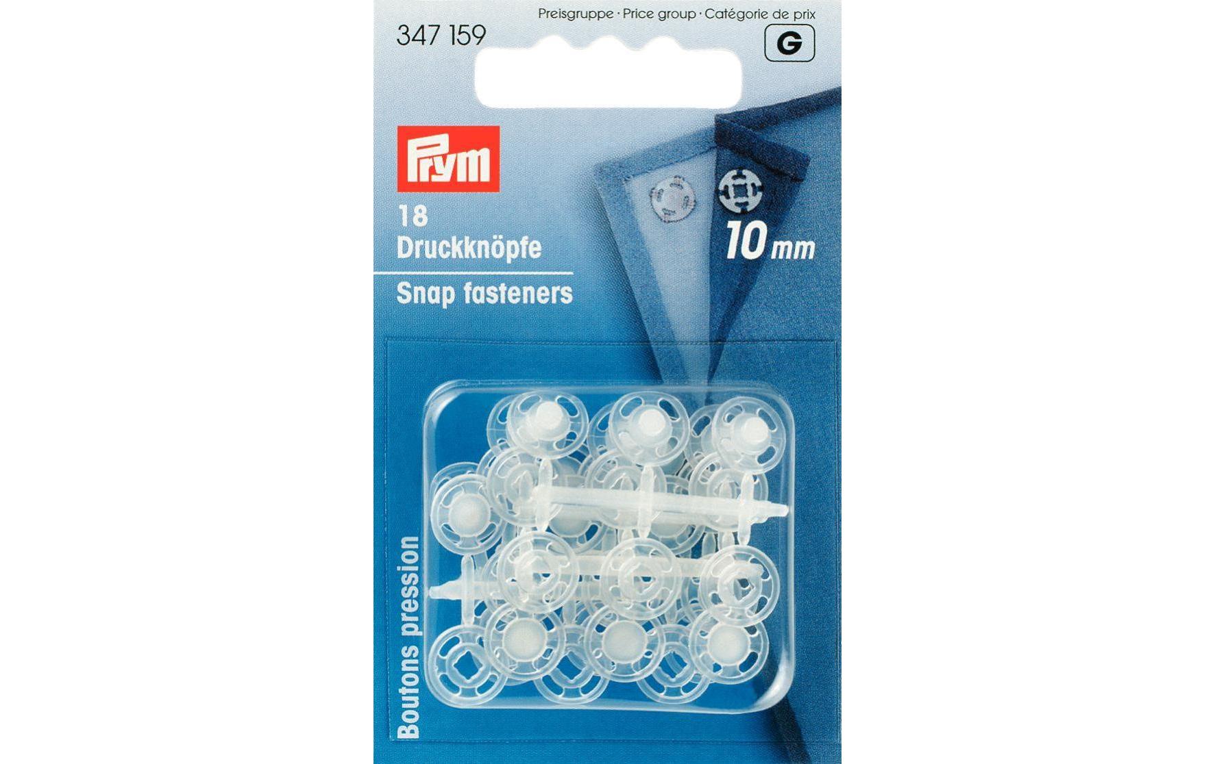 Prym Annähdruckknöpfe, transparent 10 mm, Karte 18 Stück