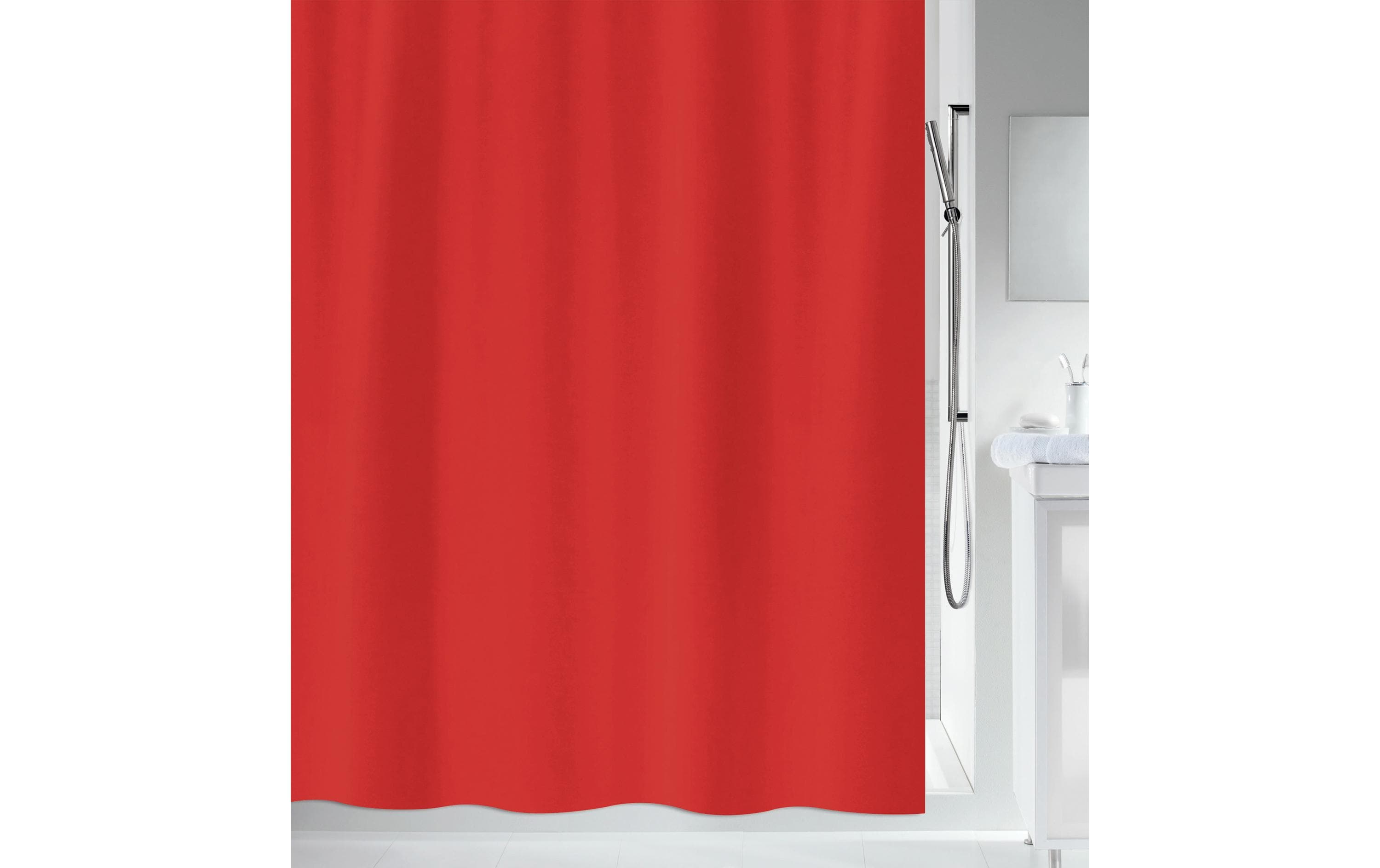 spirella Duschvorhang PRIMO, Rot 180 x 200 cm, waschbar, 100% Polyester