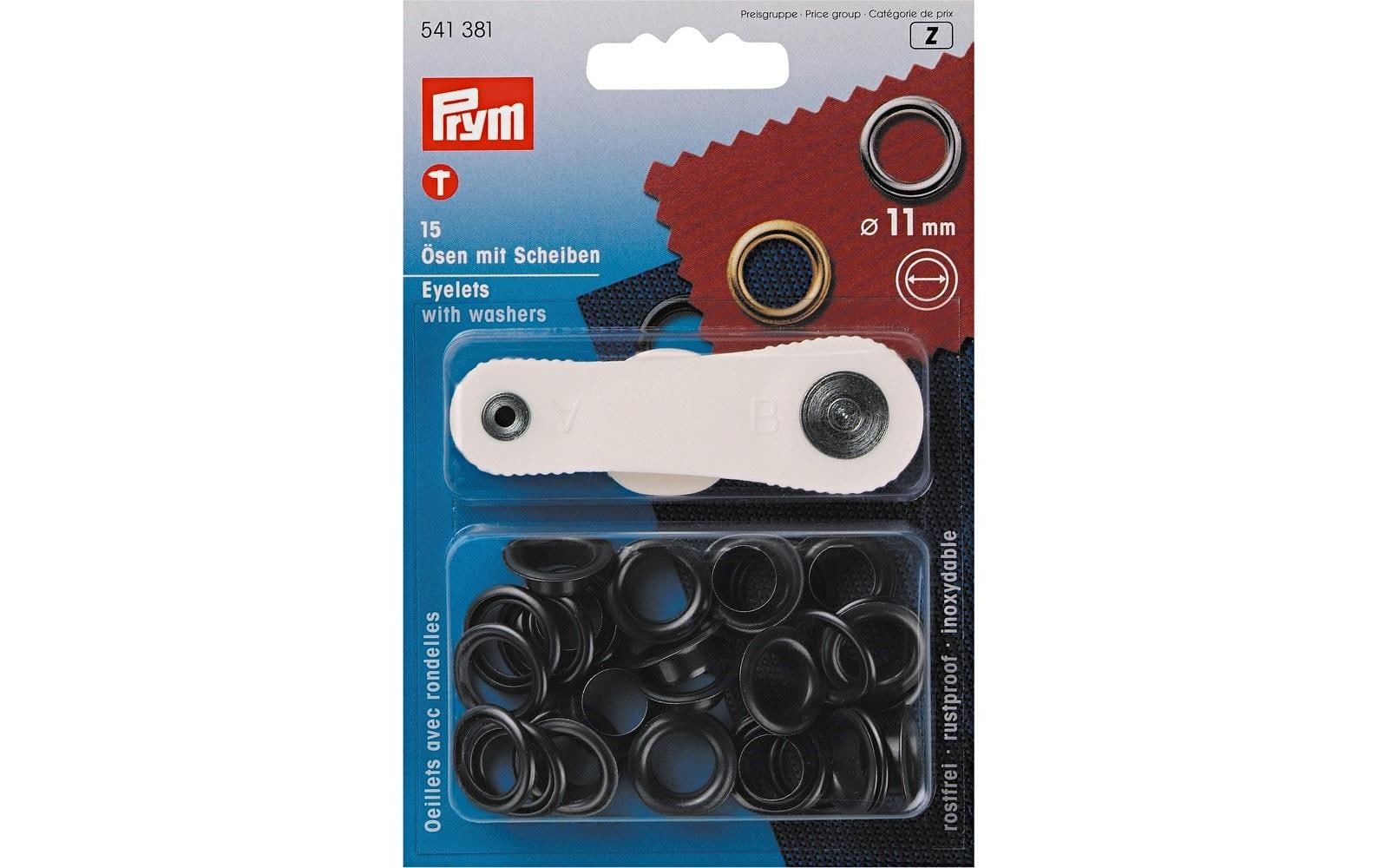 Prym Ösen + Scheiben, brüniert 11 mm, Karte 15 Stück