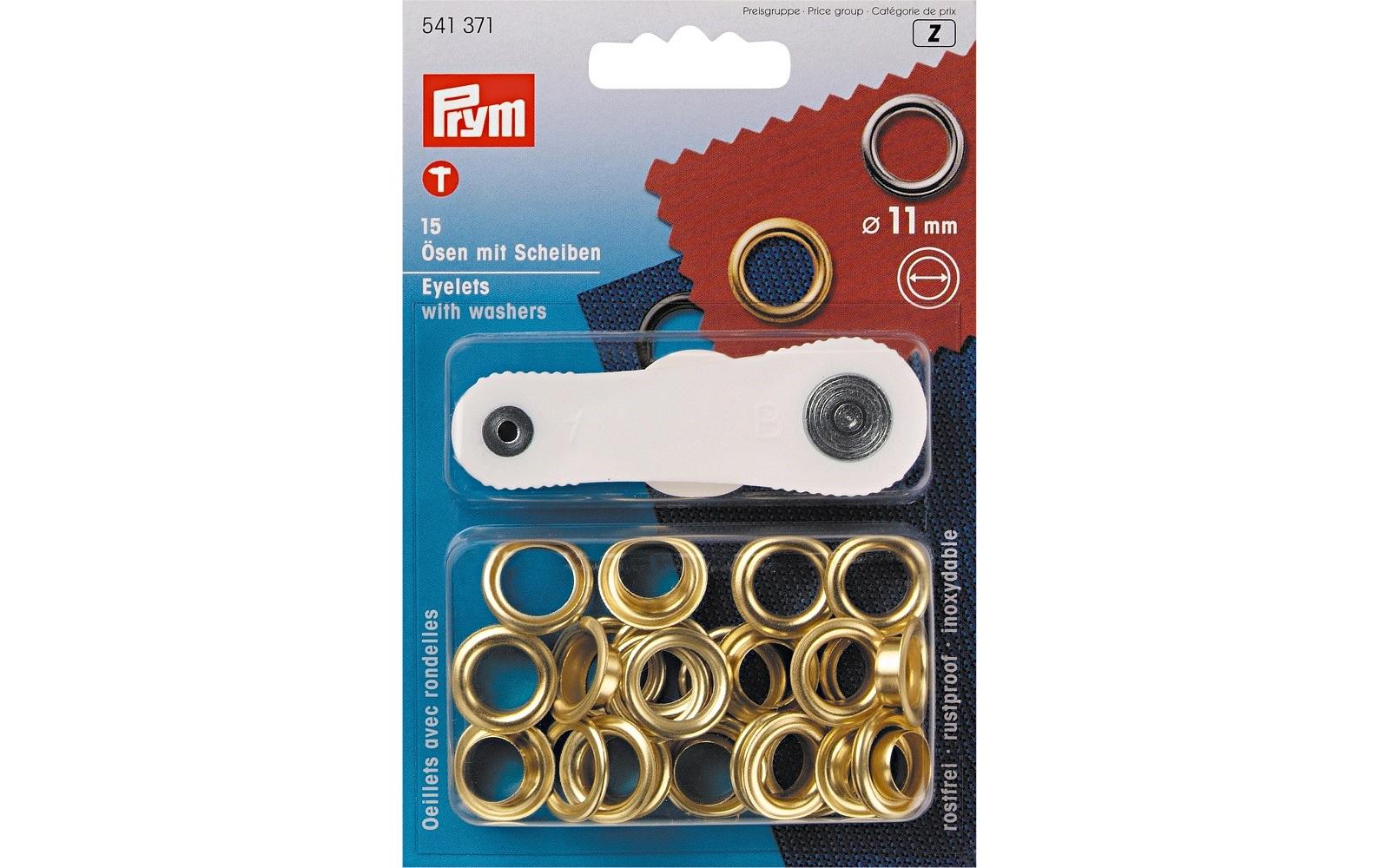 Prym Ösen + Scheiben, gold 11 mm, Karte 15 Stück
