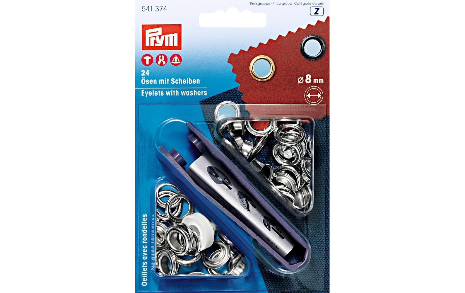 Prym Ösen + Scheiben, silber 8 mm, Karte 24 Stück