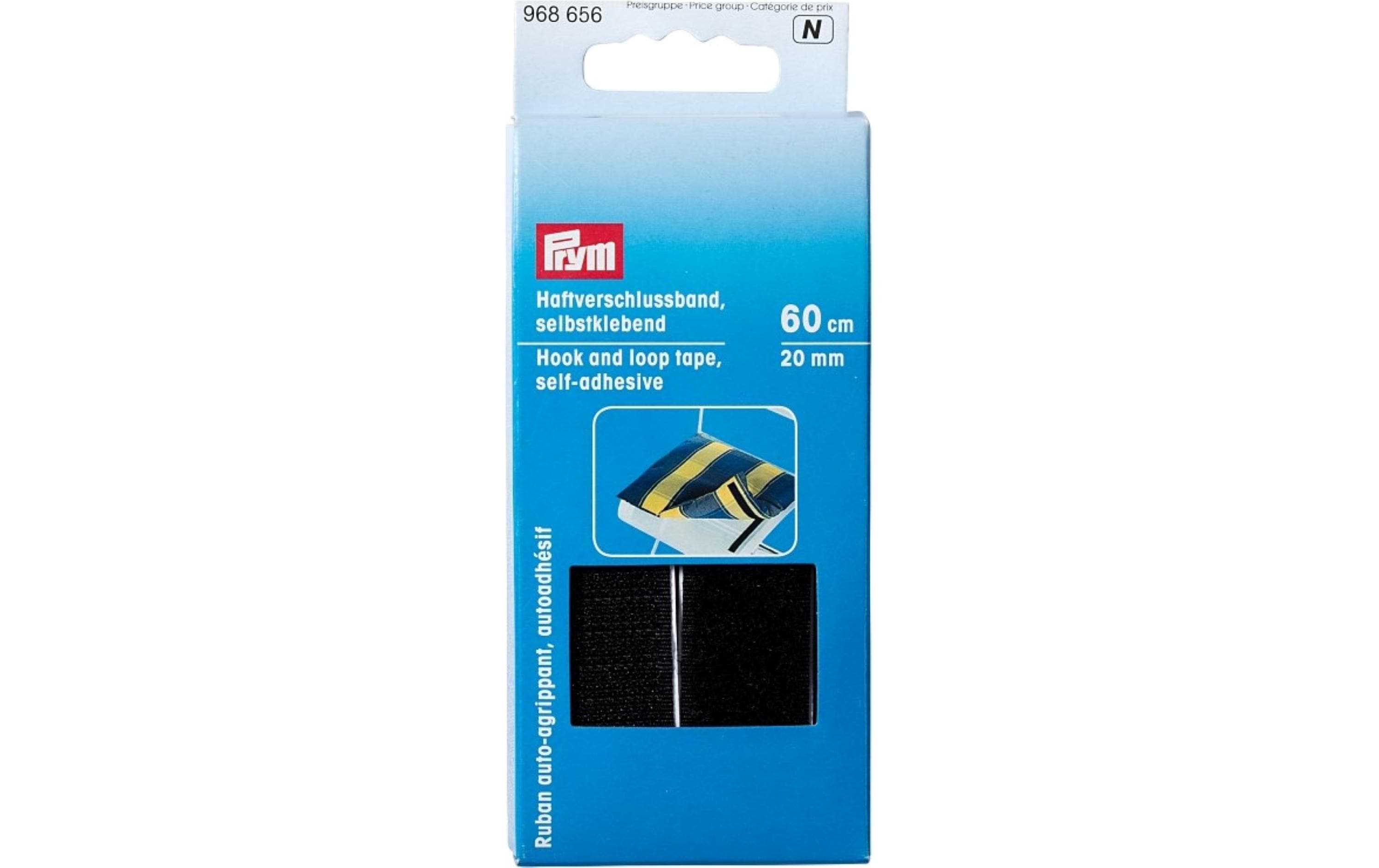 Prym Haftverschlussband, schwarz 20 mm, Karte 60 cm, selbstklebend