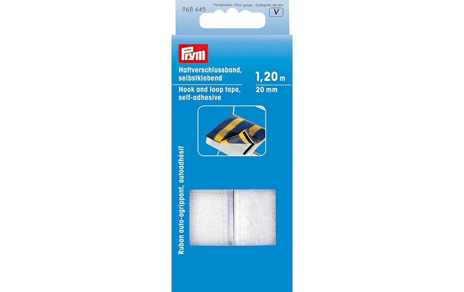 Prym Haftverschlussband, weiss 20 mm, Karte 1.2 m, selbstklebend