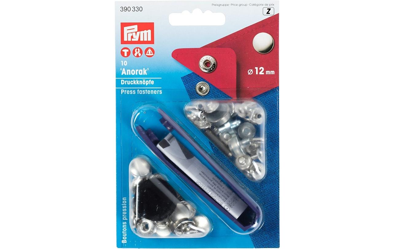 Prym Druckknöpfe Anorak, silber 12 mm, Karte 10 Stück