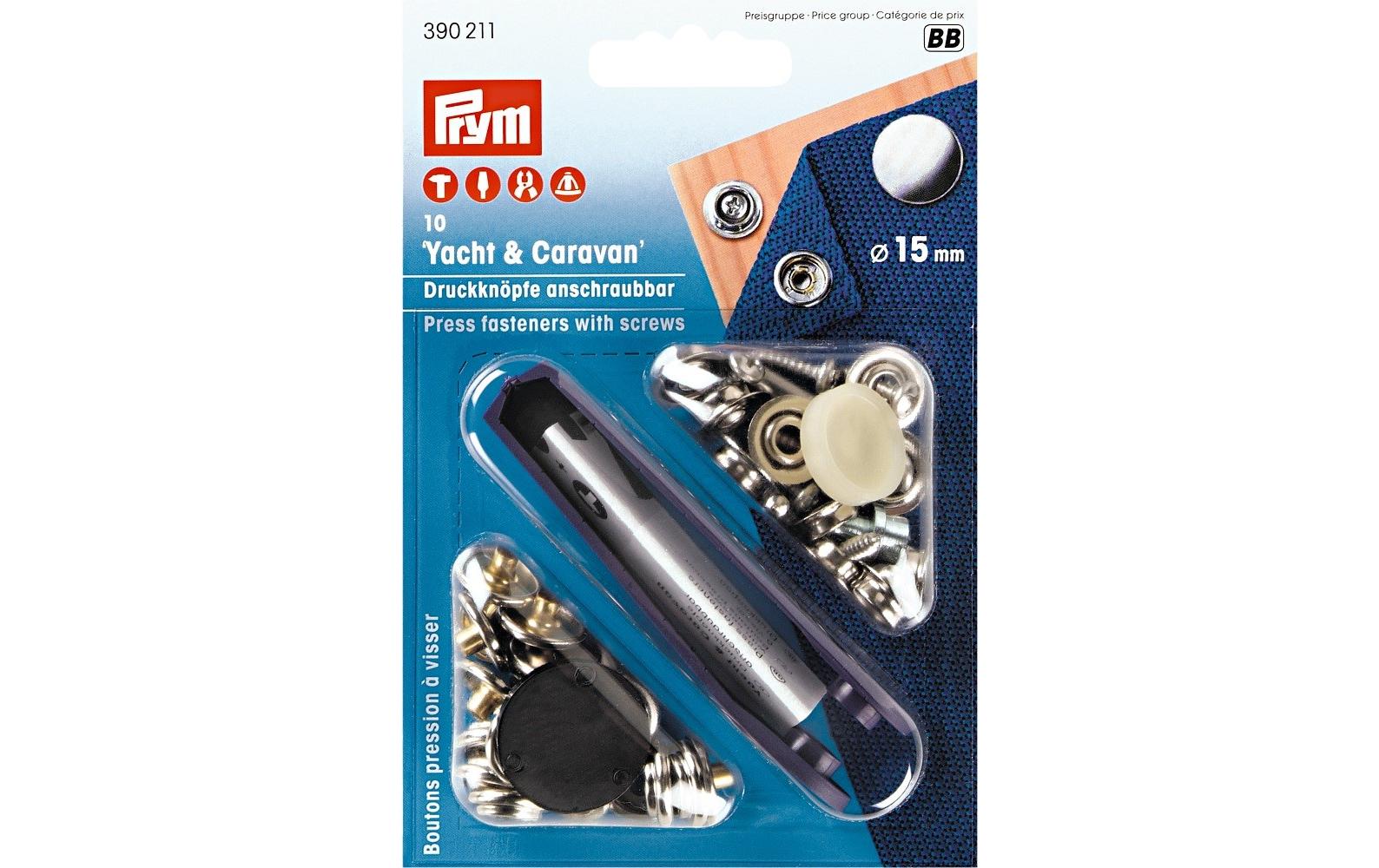 Prym Druckknöpfe Caravan, silber 15 mm, Karte 10 Stück
