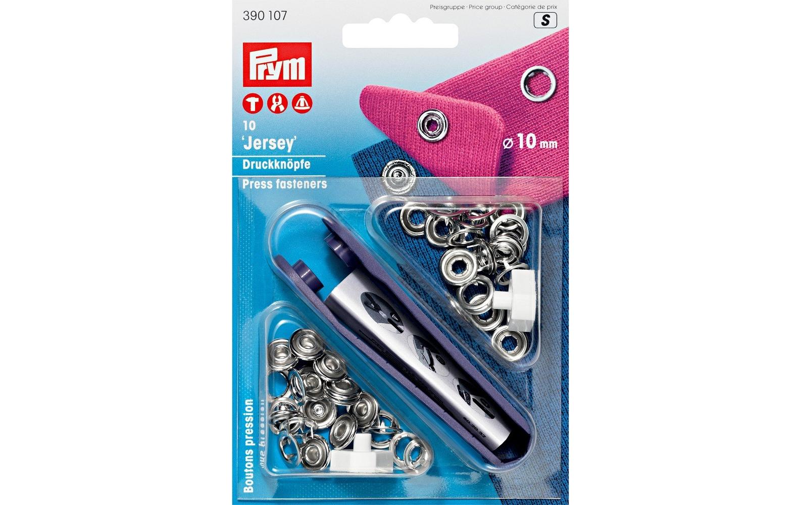 Prym Druckknöpfe Jersey Ring, silber 10 mm, Karte 10 Stück