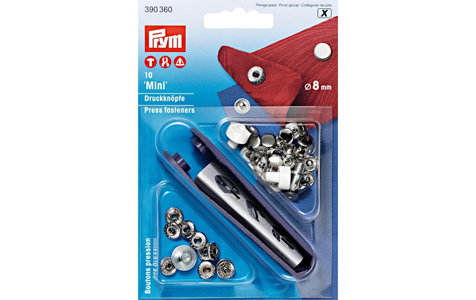 Prym Druckknöpfe Mini, silber 8 mm, Karte 10 Stück