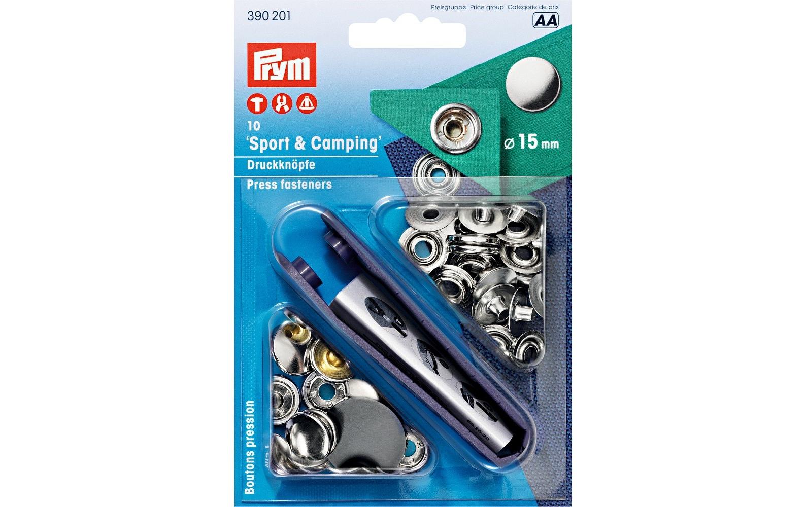 Prym Druckknöpfe Camping, silber 15 mm, Karte 10 Stück