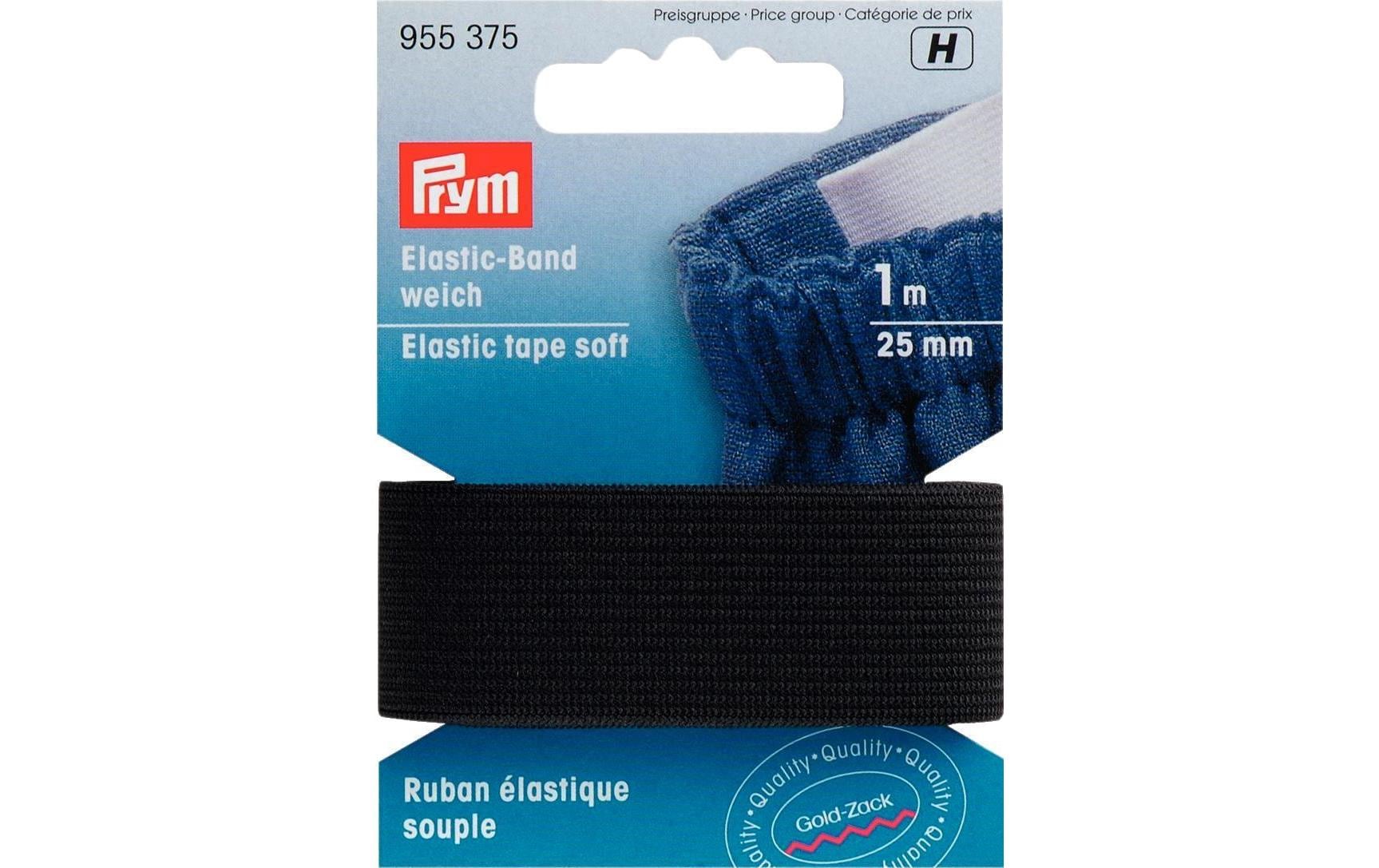 Prym Elastic-Band weich, schwarz 25 mm, Karte 1 m