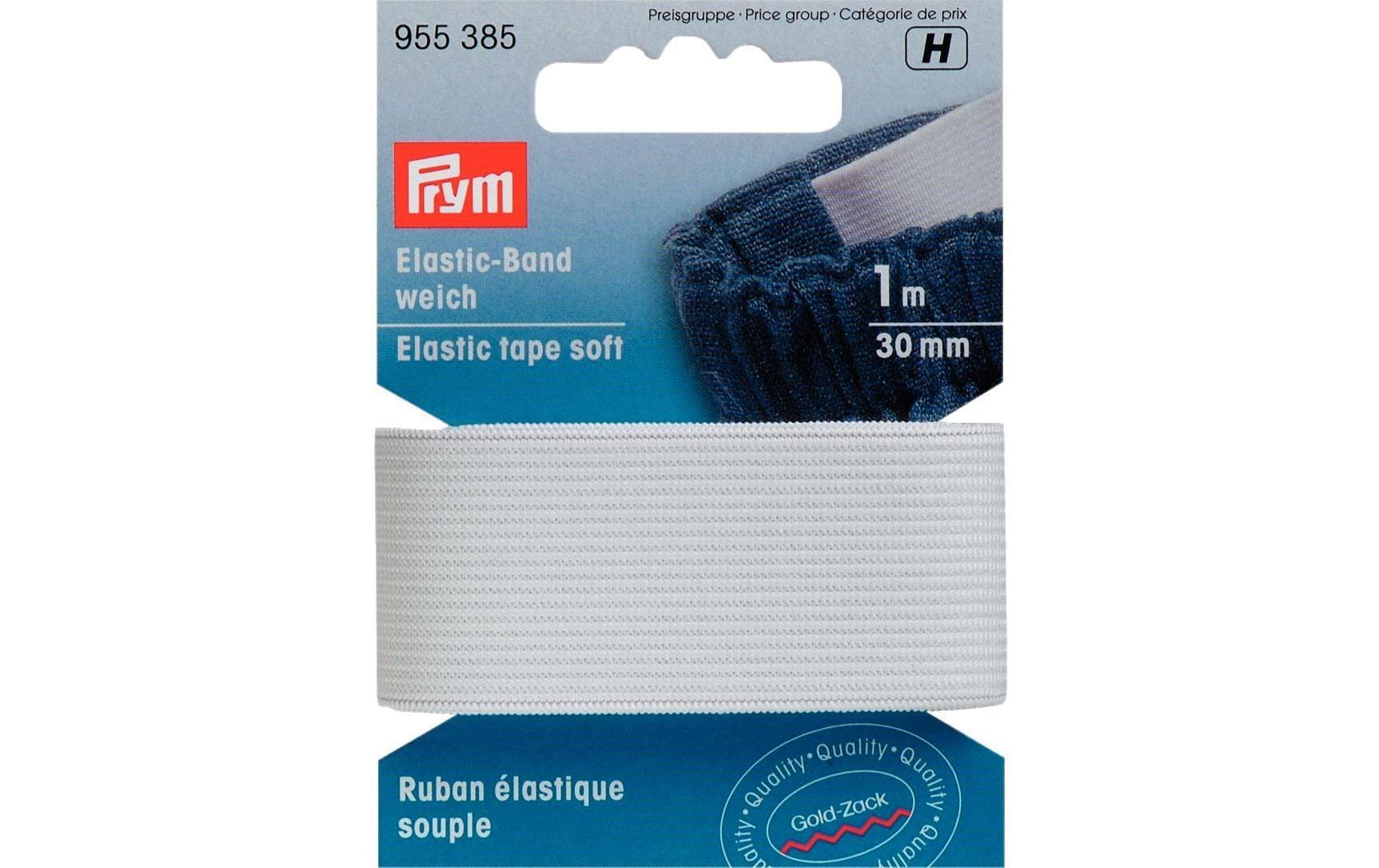 Prym Elastic-Band weich, weiss 30 mm, Karte 1 m