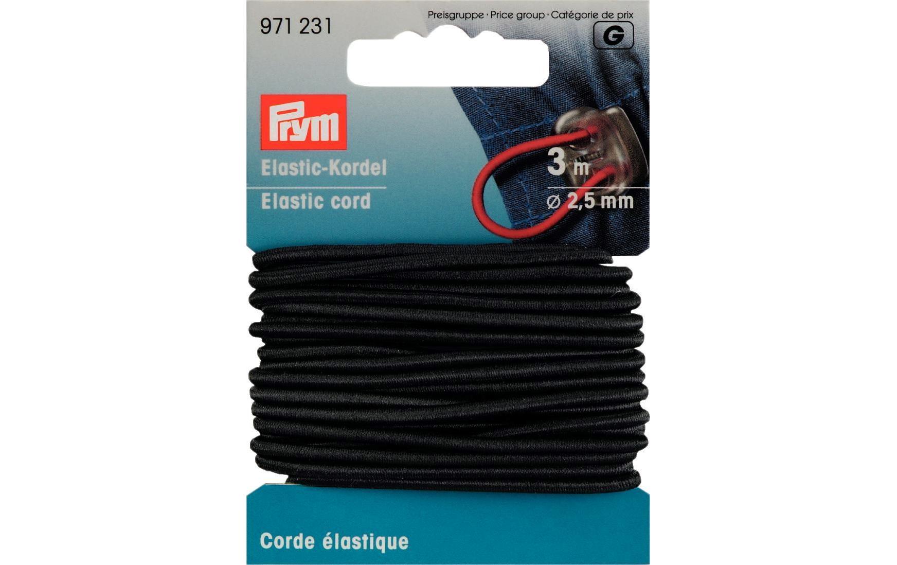 Prym Elastic-Kordel, schwarz 2.5 mm, Karte 3 m