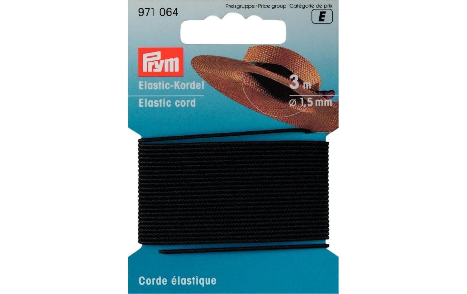 Prym Elastic-Kordel, schwarz 1.5 mm, Karte 3 m