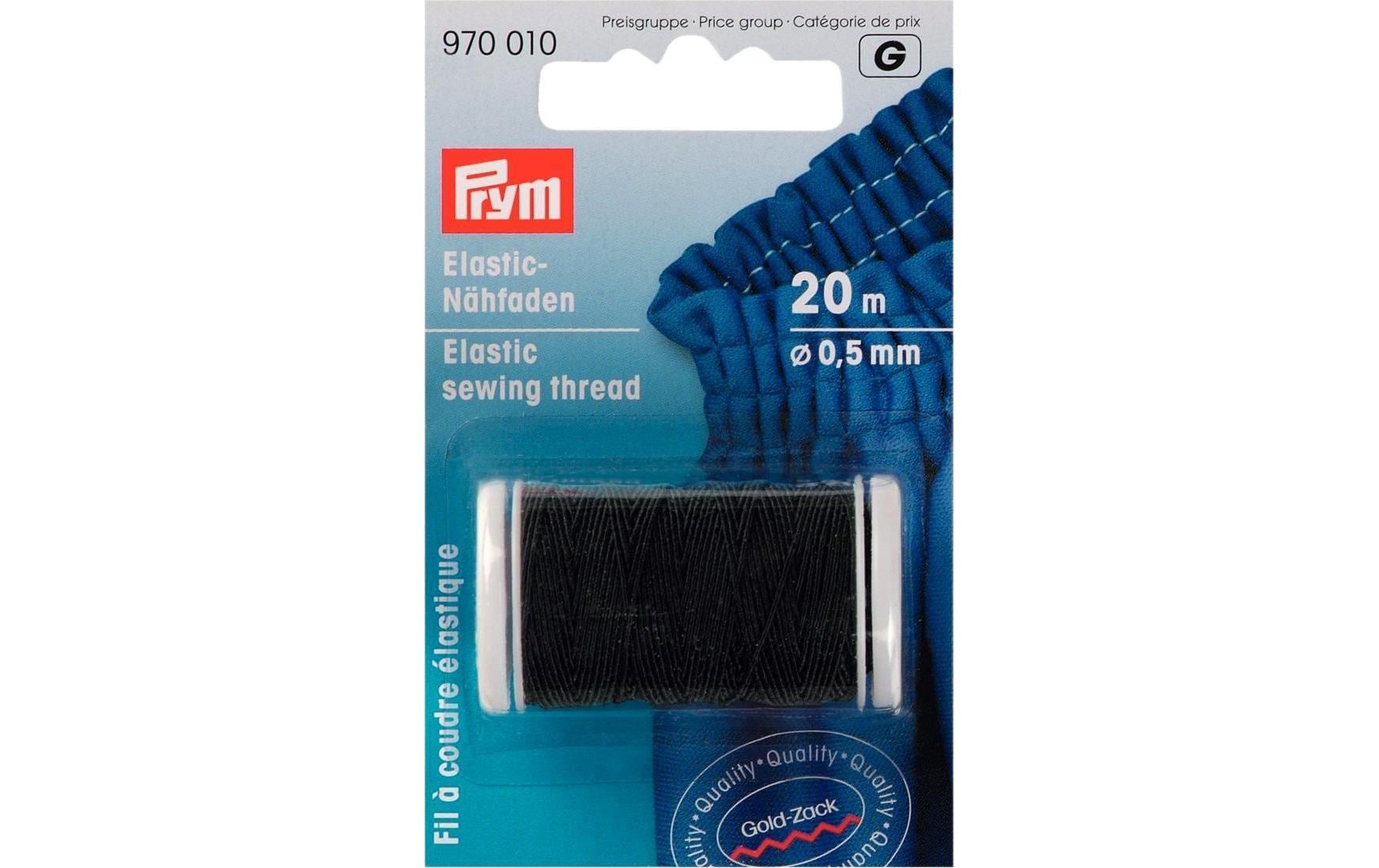 Prym Elastic-Nähfaden, schwarz 0.5 mm, Karte 20 m