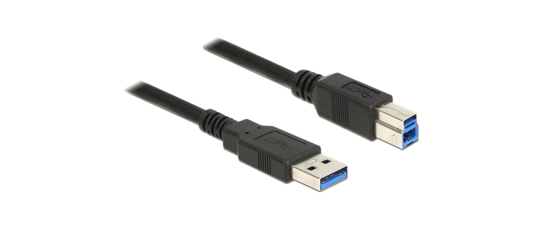 Delock USB3.0 Kabel, 50cm, A-B, Schwarz für USB3.0 Geräte, bis 5Gbps